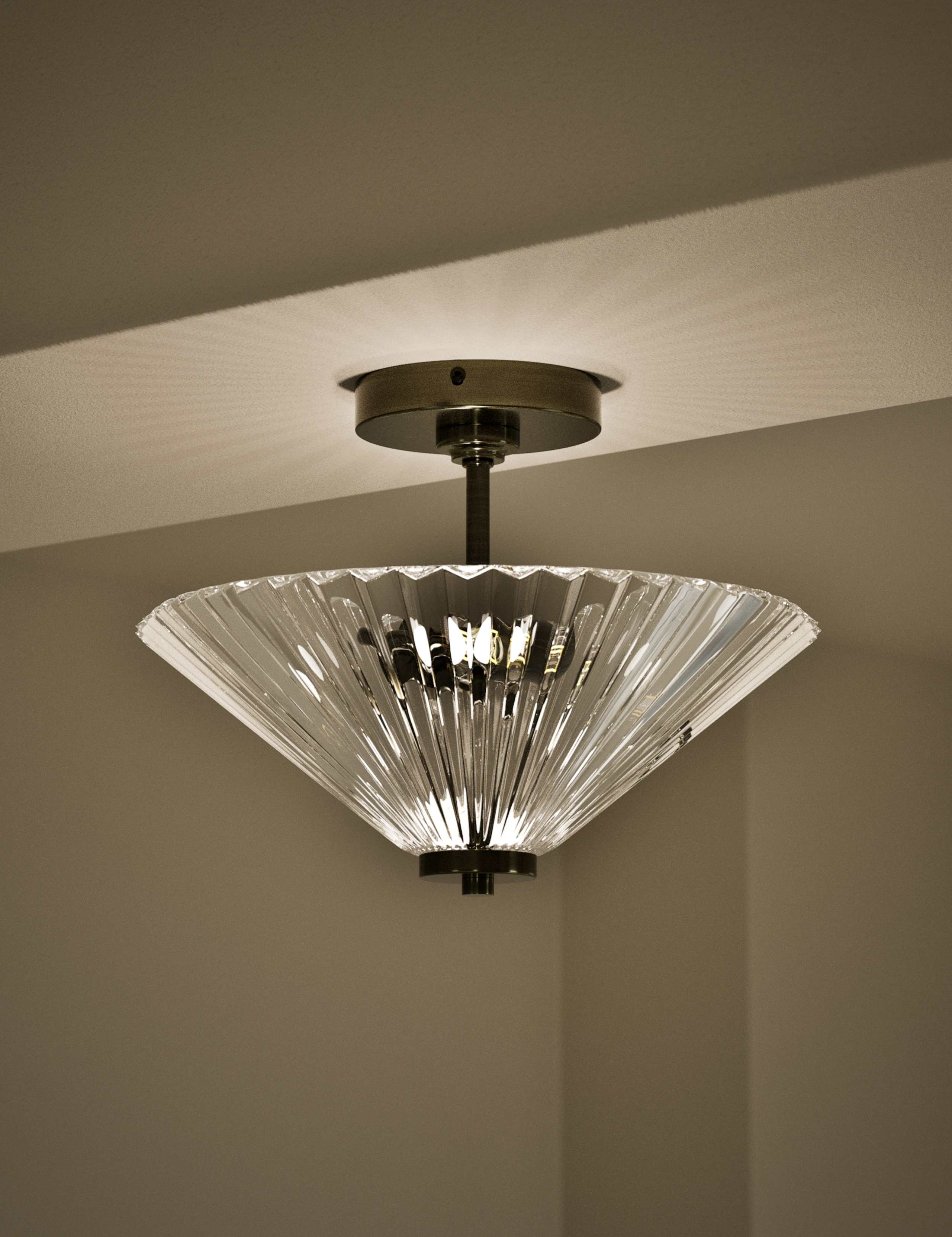 Glass Ribbed Flush Ceiling Light 2 of 5