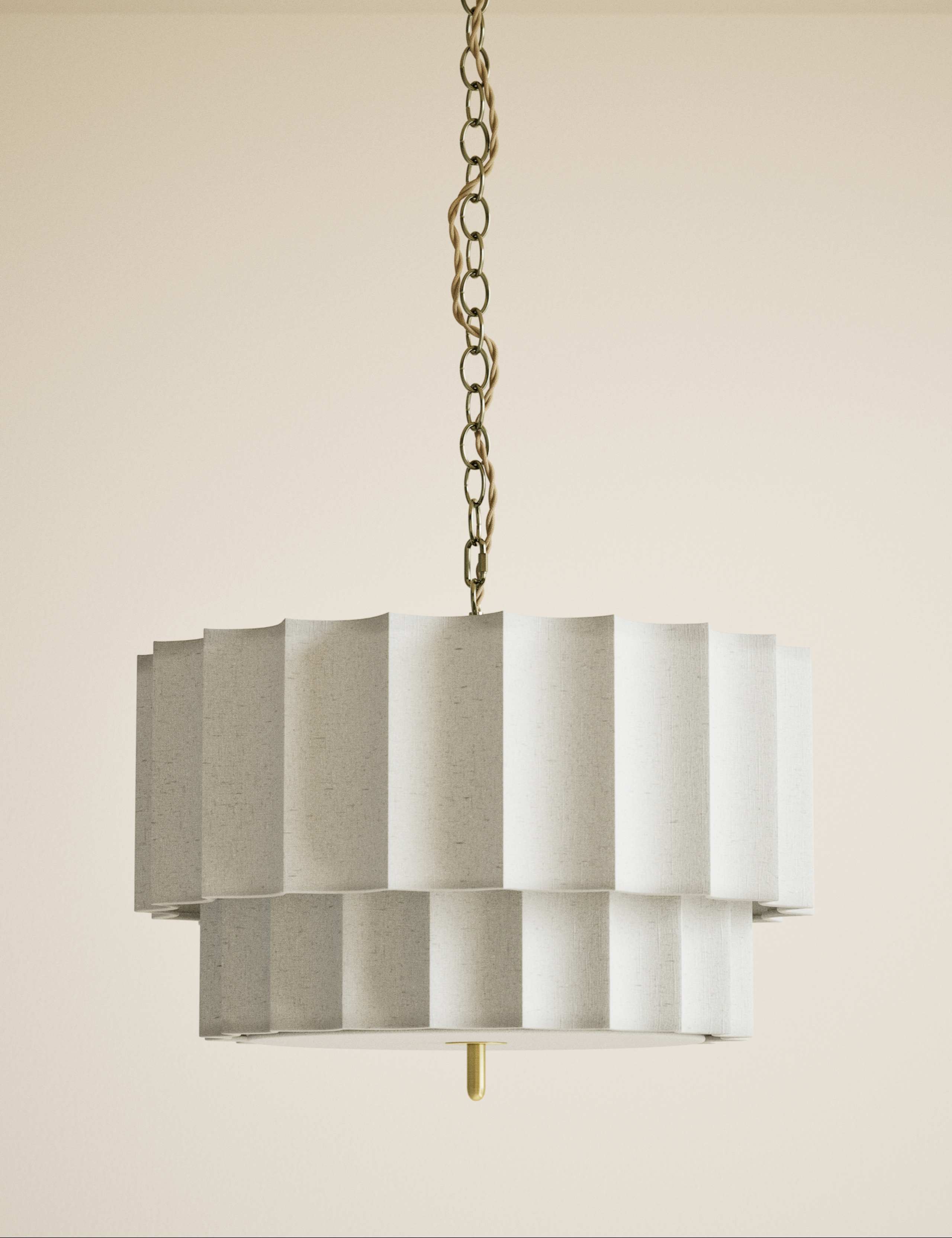 Linen Scallop Fluted Pendant Light with Diffuser 4 of 6