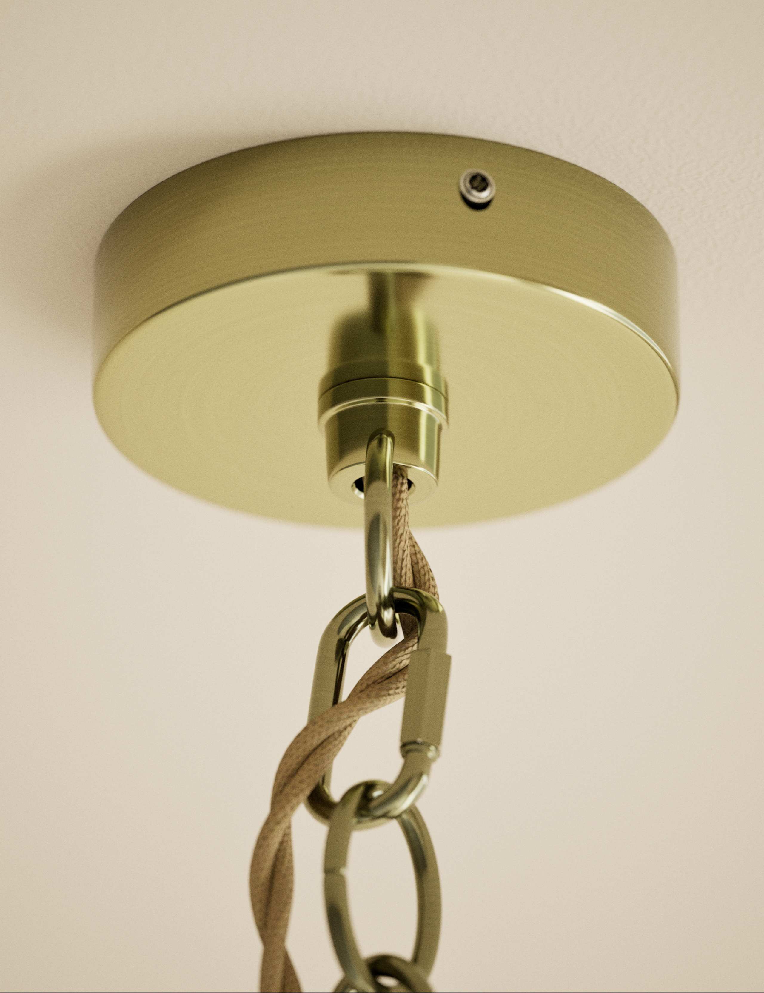 Linen Scallop Fluted Pendant Light with Diffuser 5 of 6