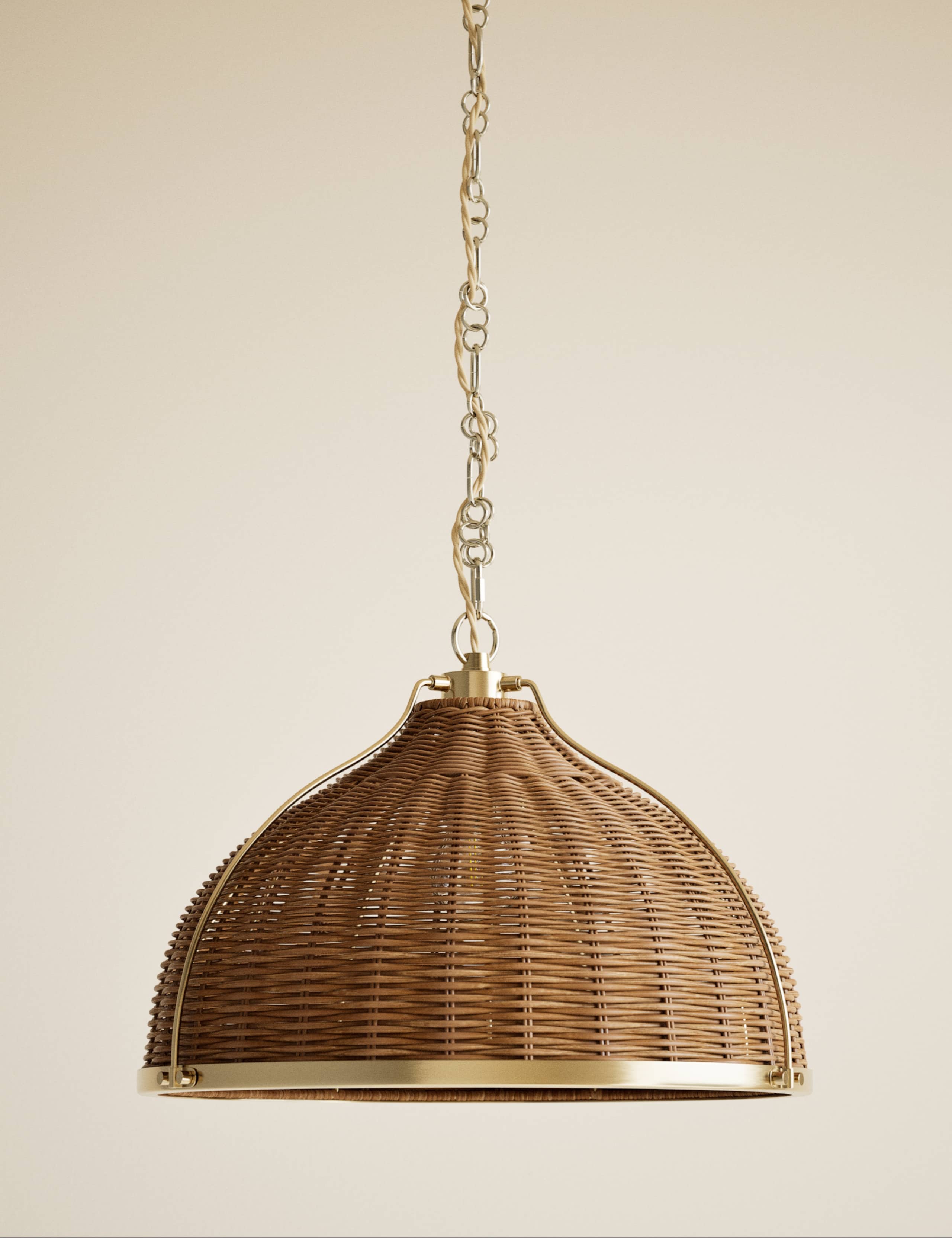 Bell Rattan Pendant Brass Metalwork 4 of 6