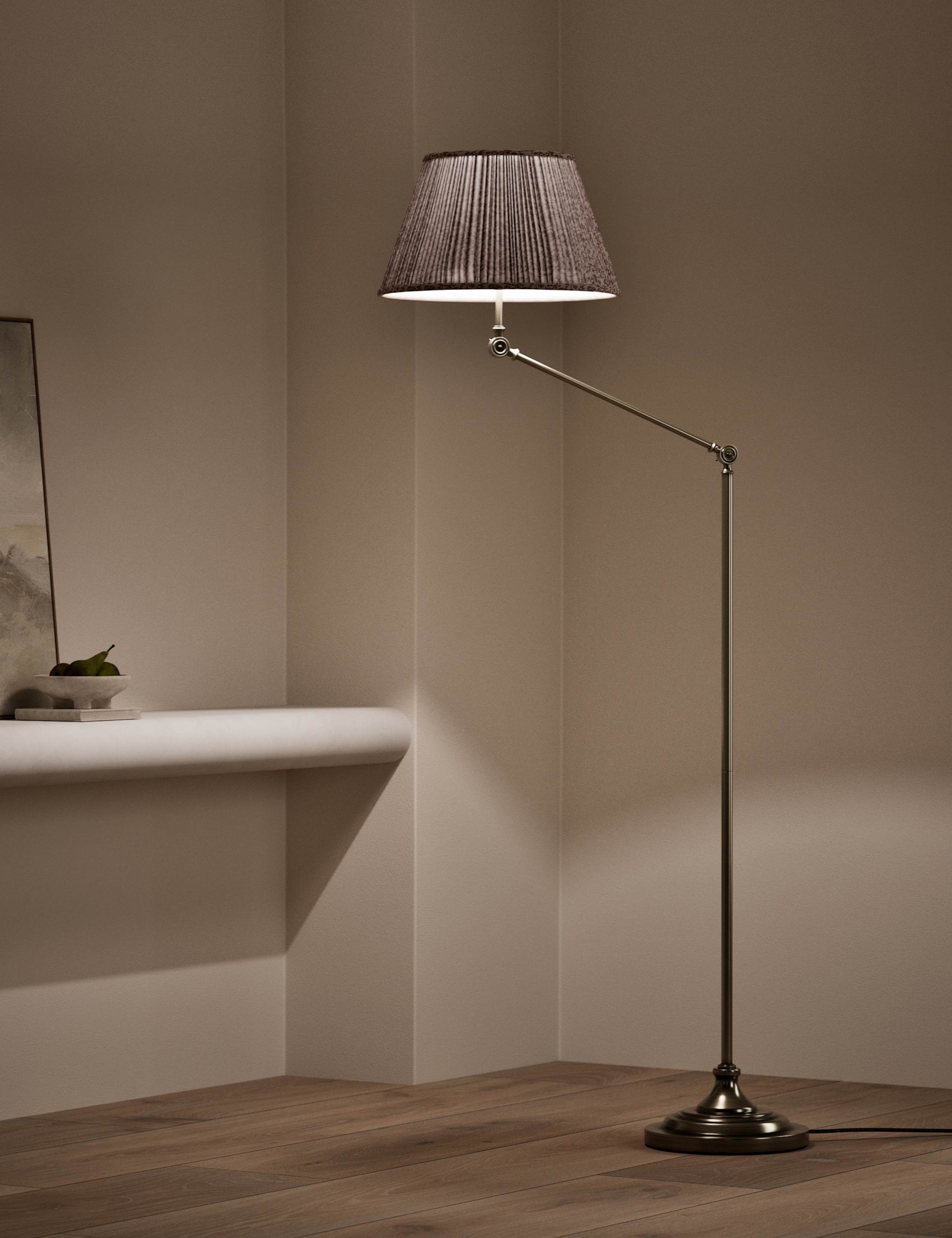 Adjustable Floor Lamp with Pleated Shade 2 of 6