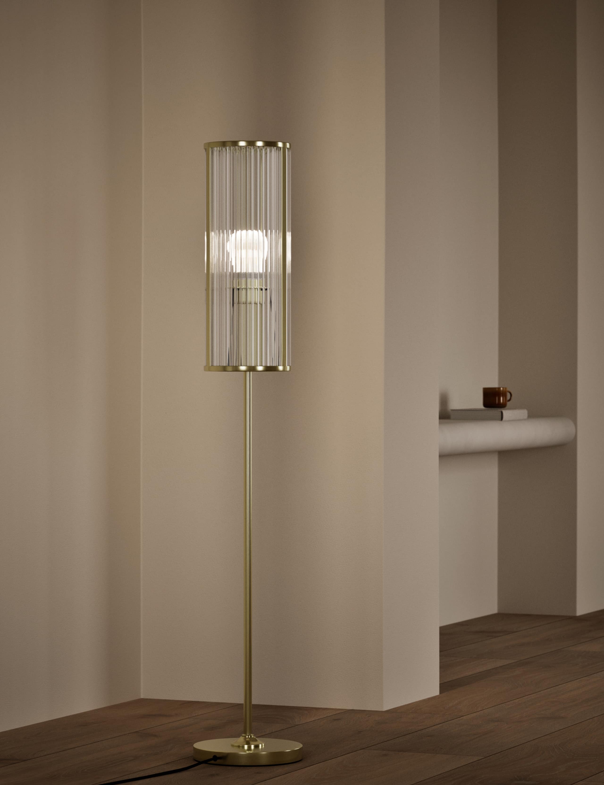 Monroe Ribbed Glass Floor Lamp 2 of 5
