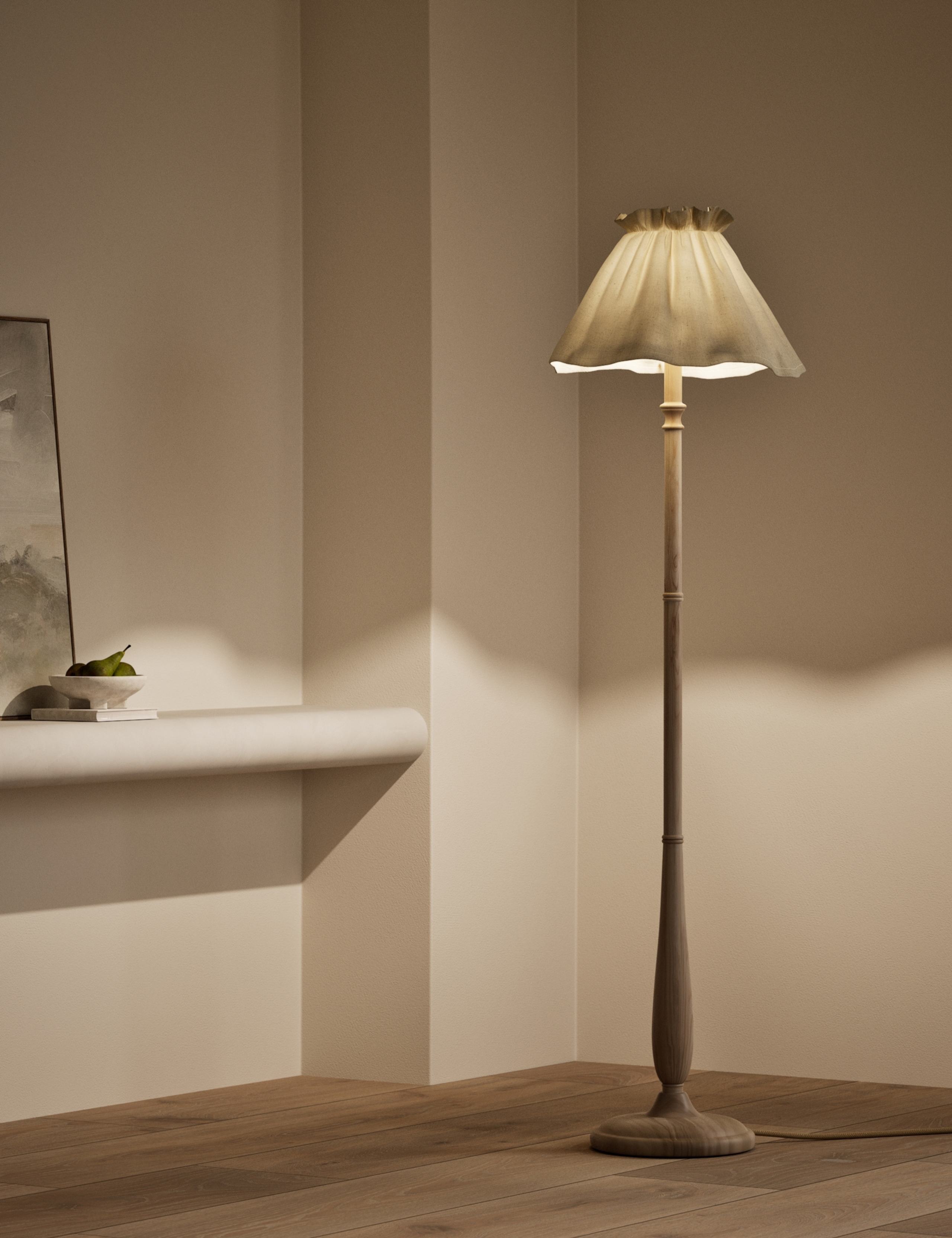 Skirt Shade Wooden Floor Lamp 2 of 5