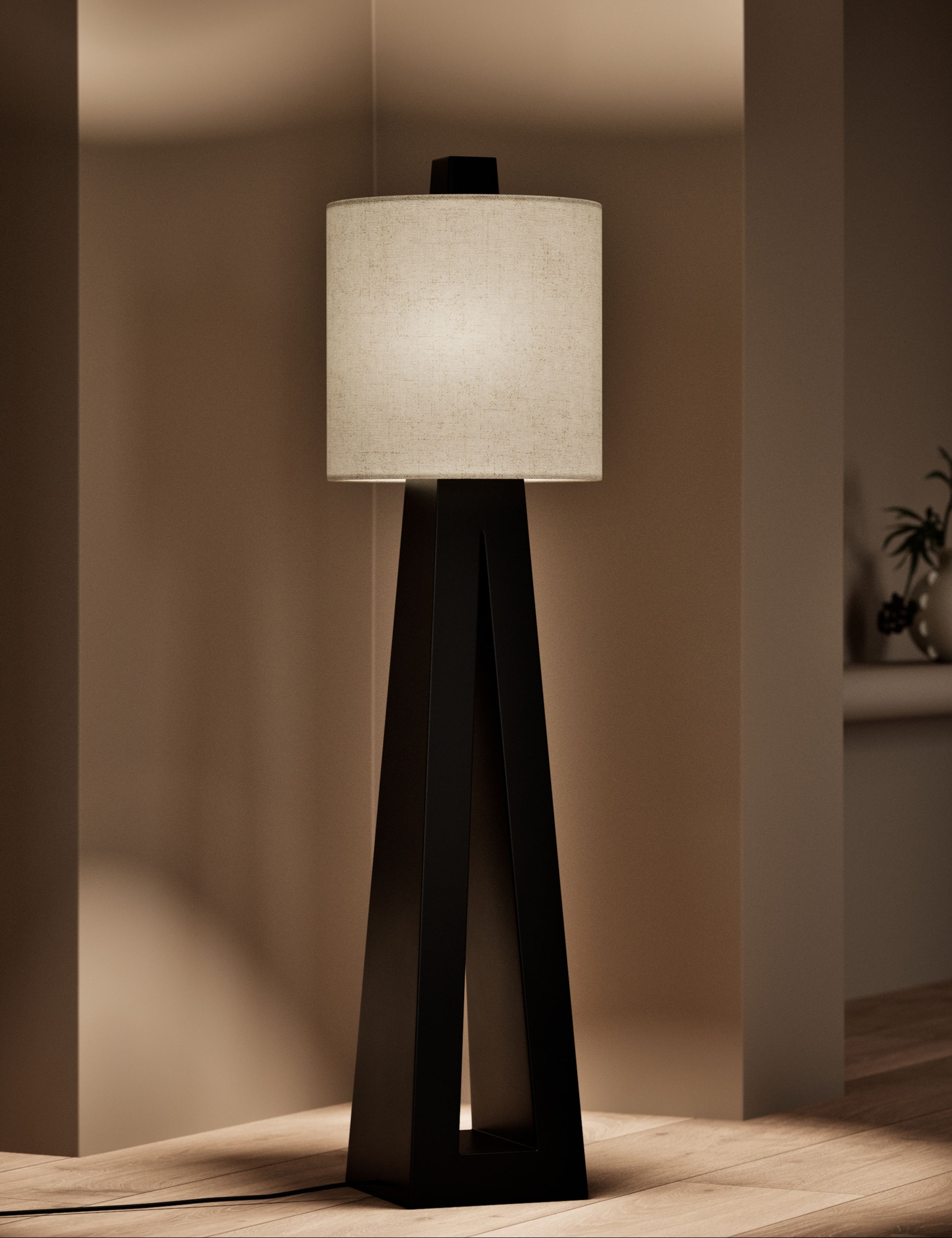 Black Wooden Floor Lamp 2 of 5