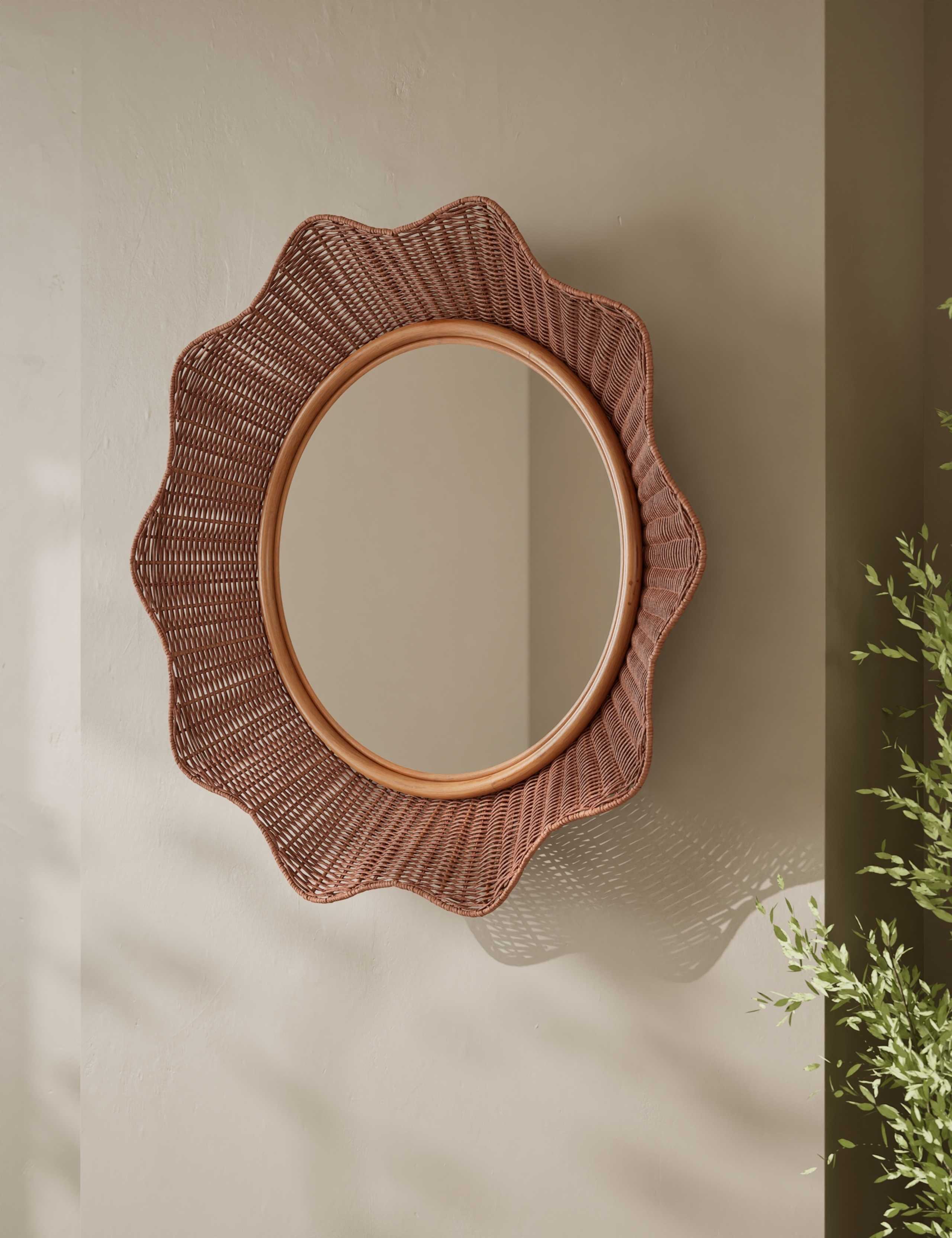 Rattan Flared Circle Wall Mirror 1 of 6