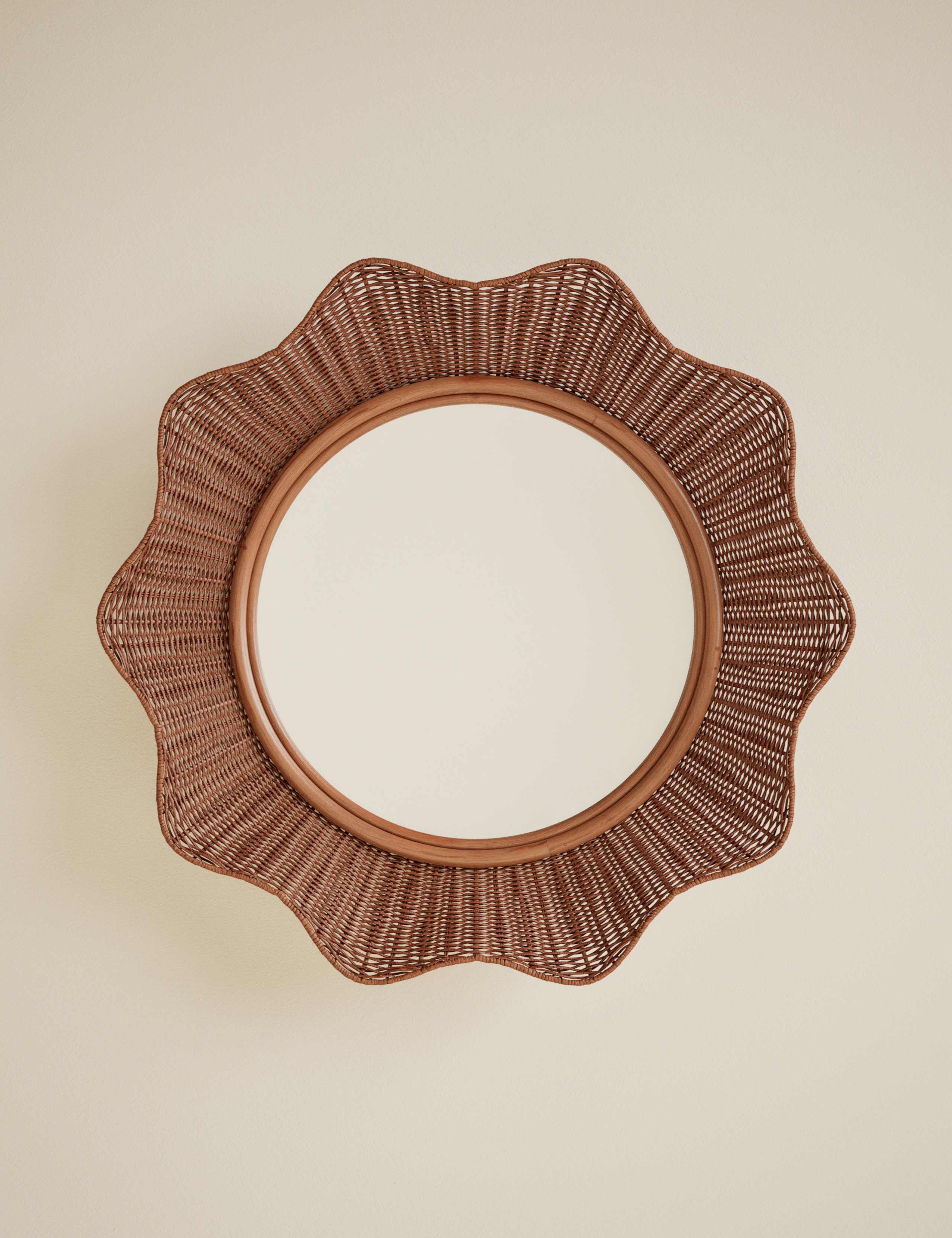 Rattan Flared Circle Wall Mirror 2 of 6