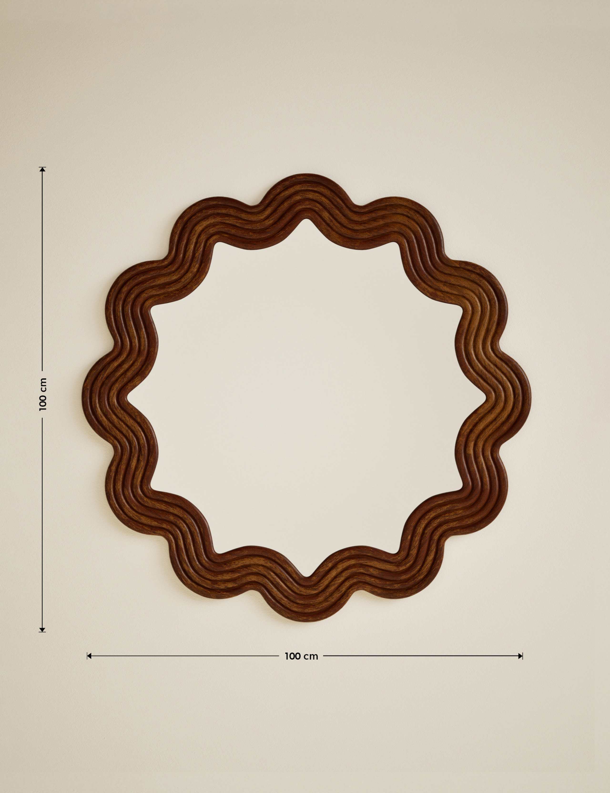 Scallop Ribbed Wooden Wall Mirror 6 of 6