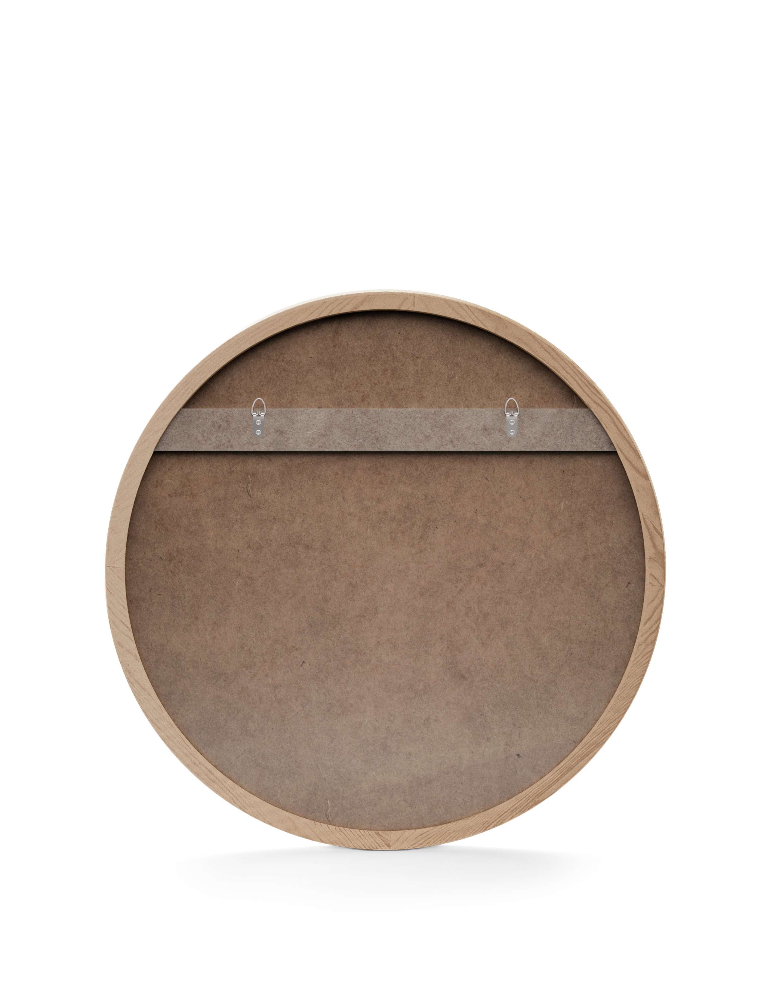 Large Round Pine Wall Mirror 4 of 4