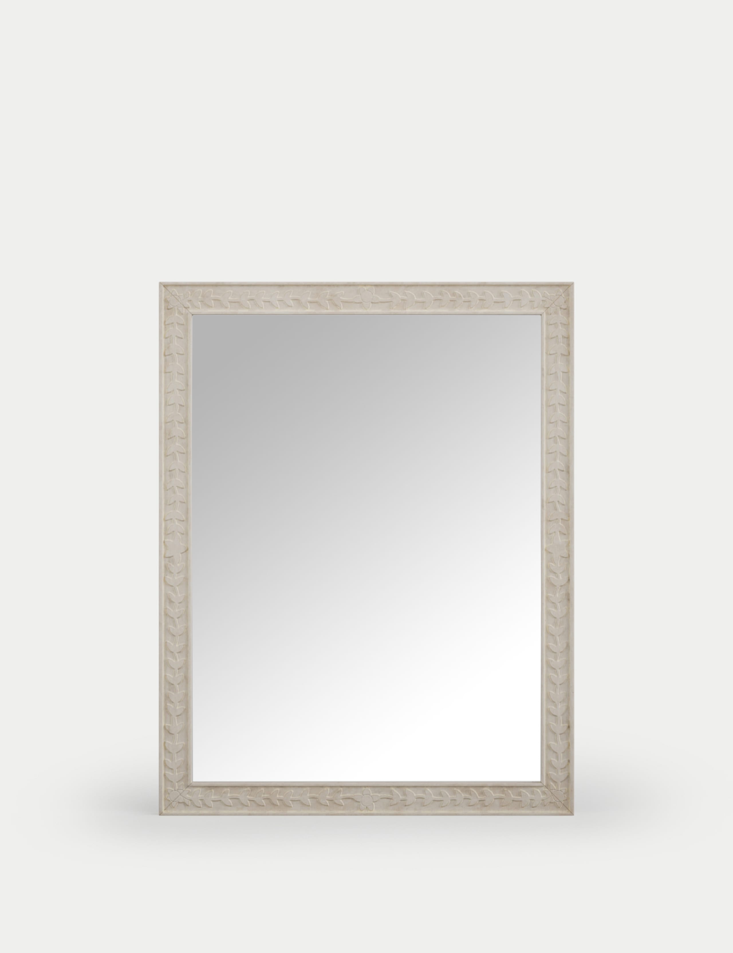 Carved Wooden Large Rectangular Wall Mirror 2 of 4