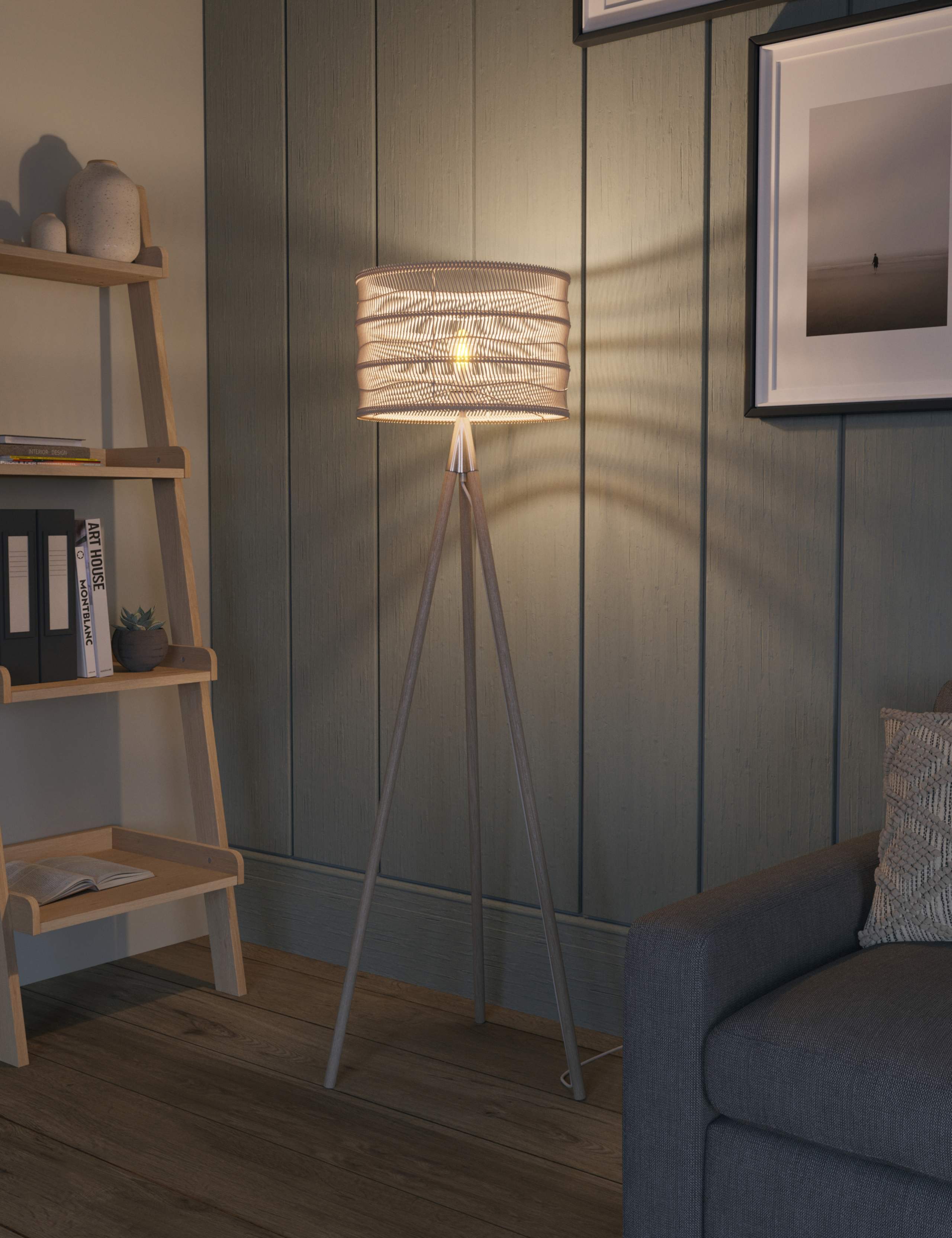 Casual Rattan Floor Lamp 2 of 8