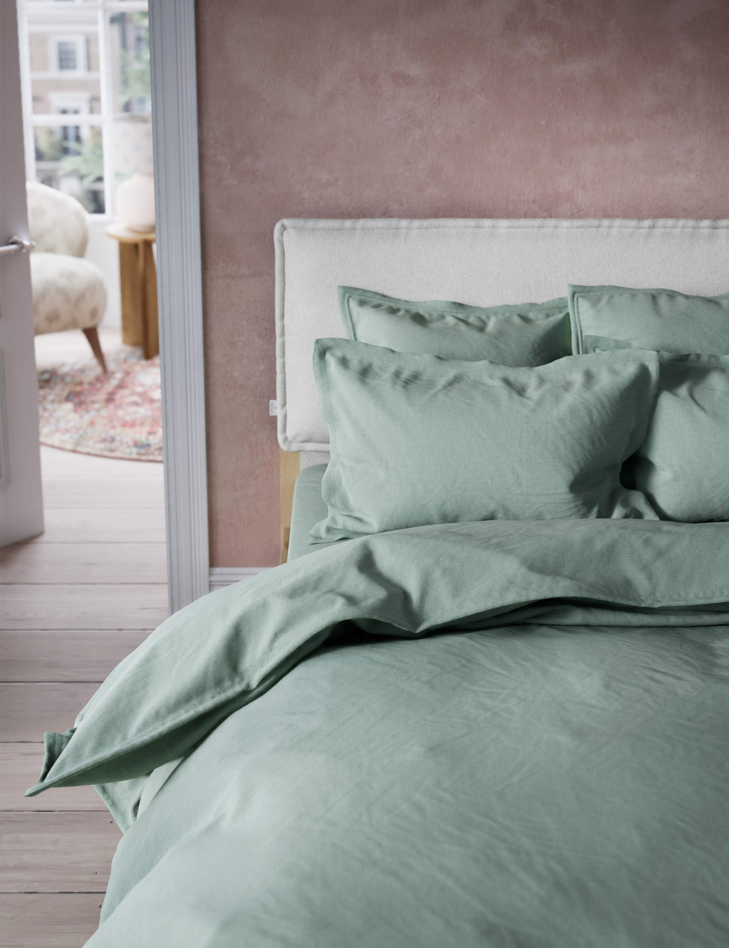 Washed Cotton Extra Deep Fitted Sheet 4 of 4