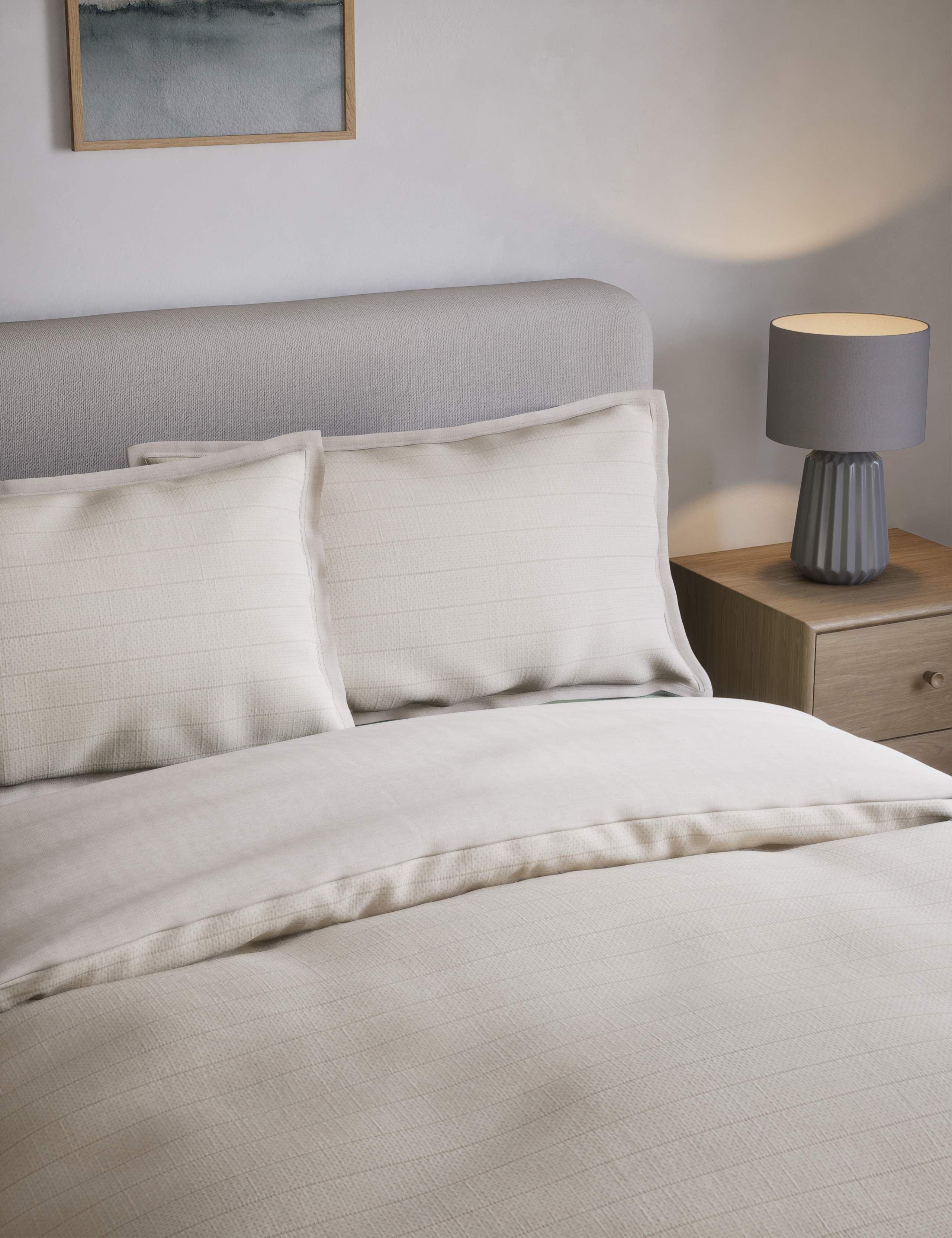 Cotton Rich Ribbed Striped Bedding Set 3 of 4
