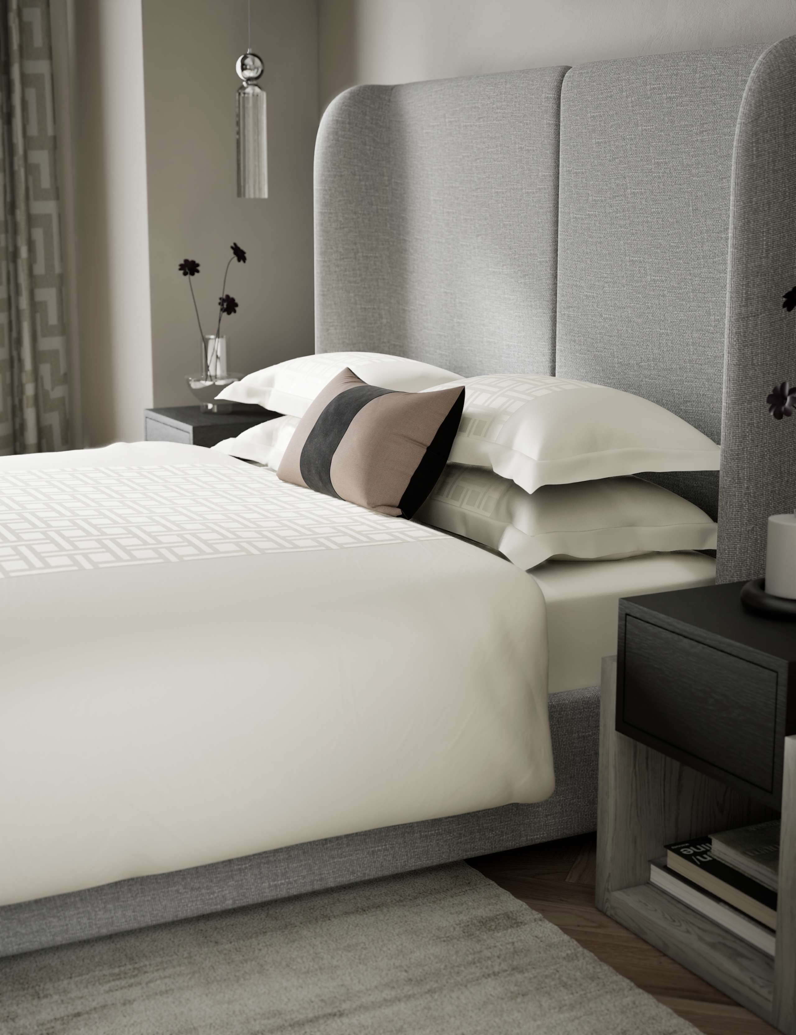 Geometric Sateen Jacquard Bedding Set 3 of 4