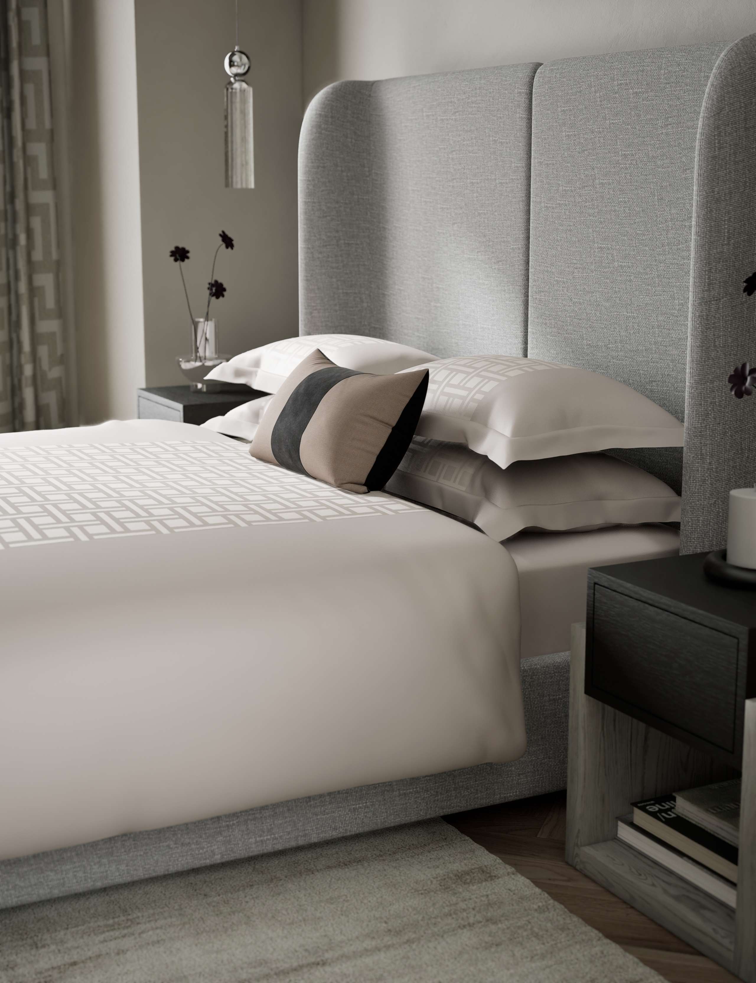 Geometric Sateen Jacquard Bedding Set 3 of 4
