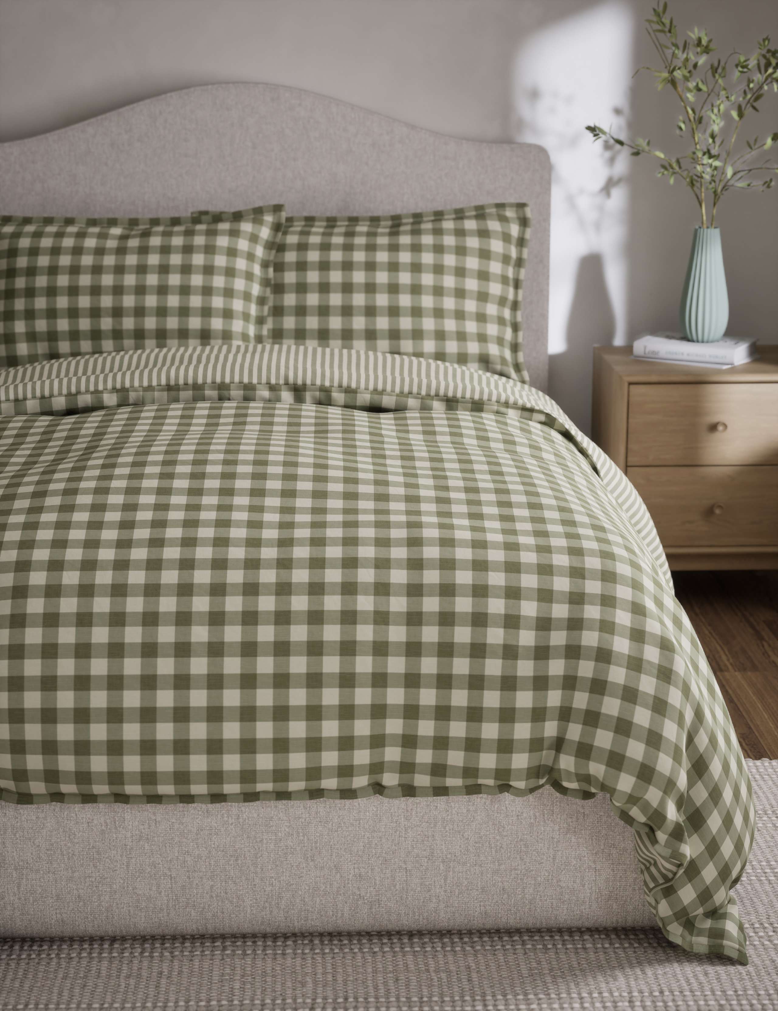 Pure Cotton Gingham Bedding Set 1 of 5