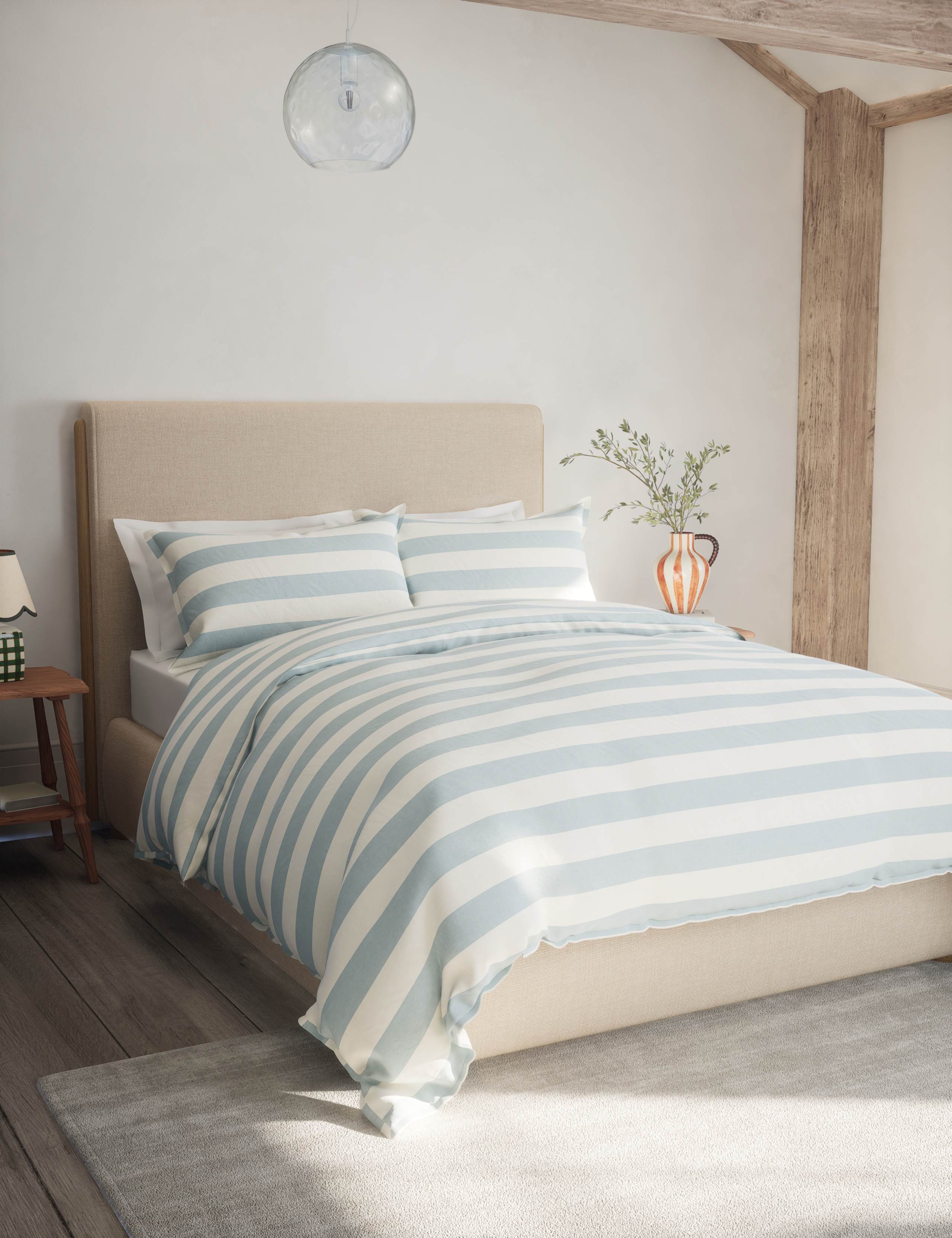 Linen Blend Striped Bedding Set 1 of 5