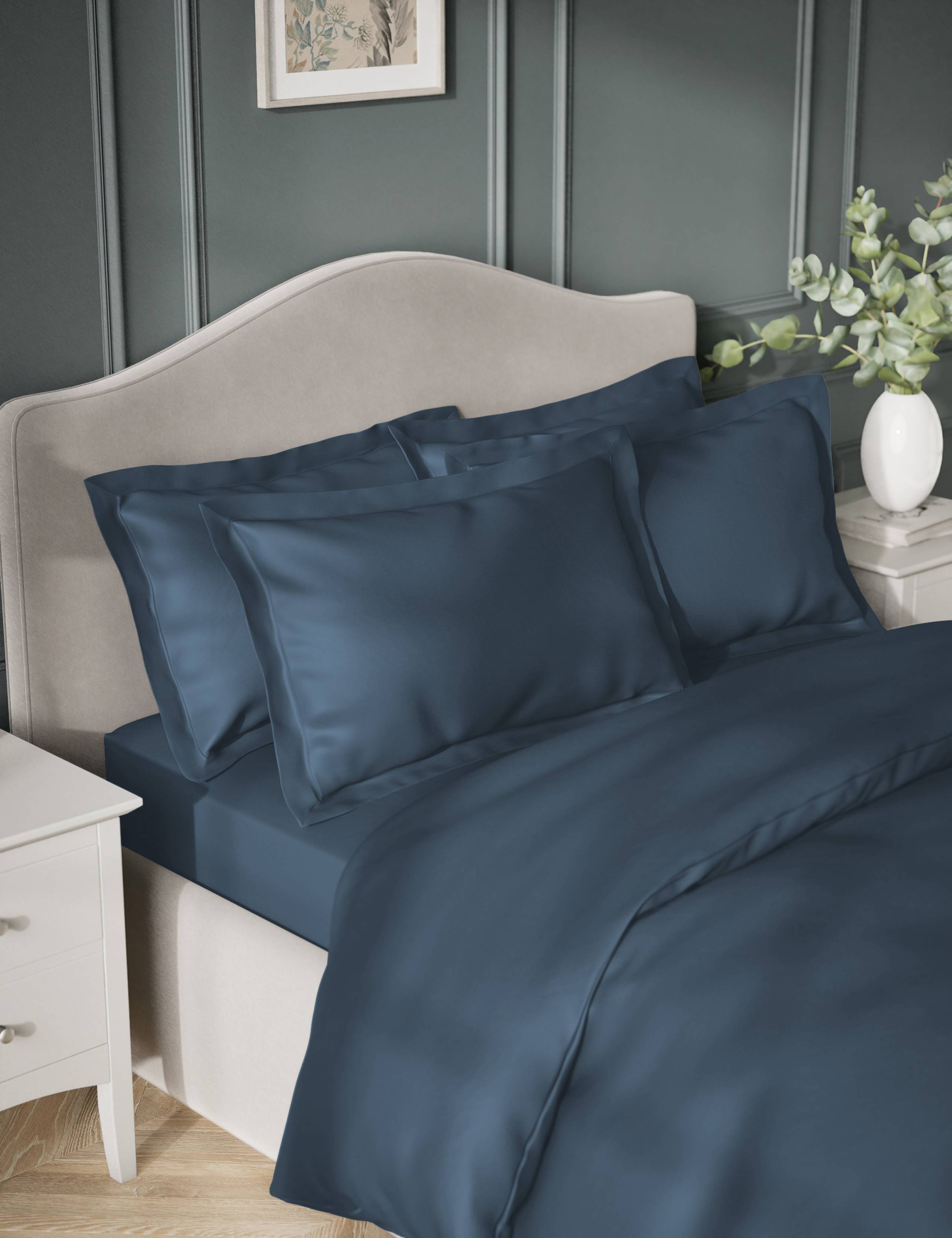 2pk Egyptian Cotton Sateen 400 Thread Count Oxford Pillowcases 1 of 4