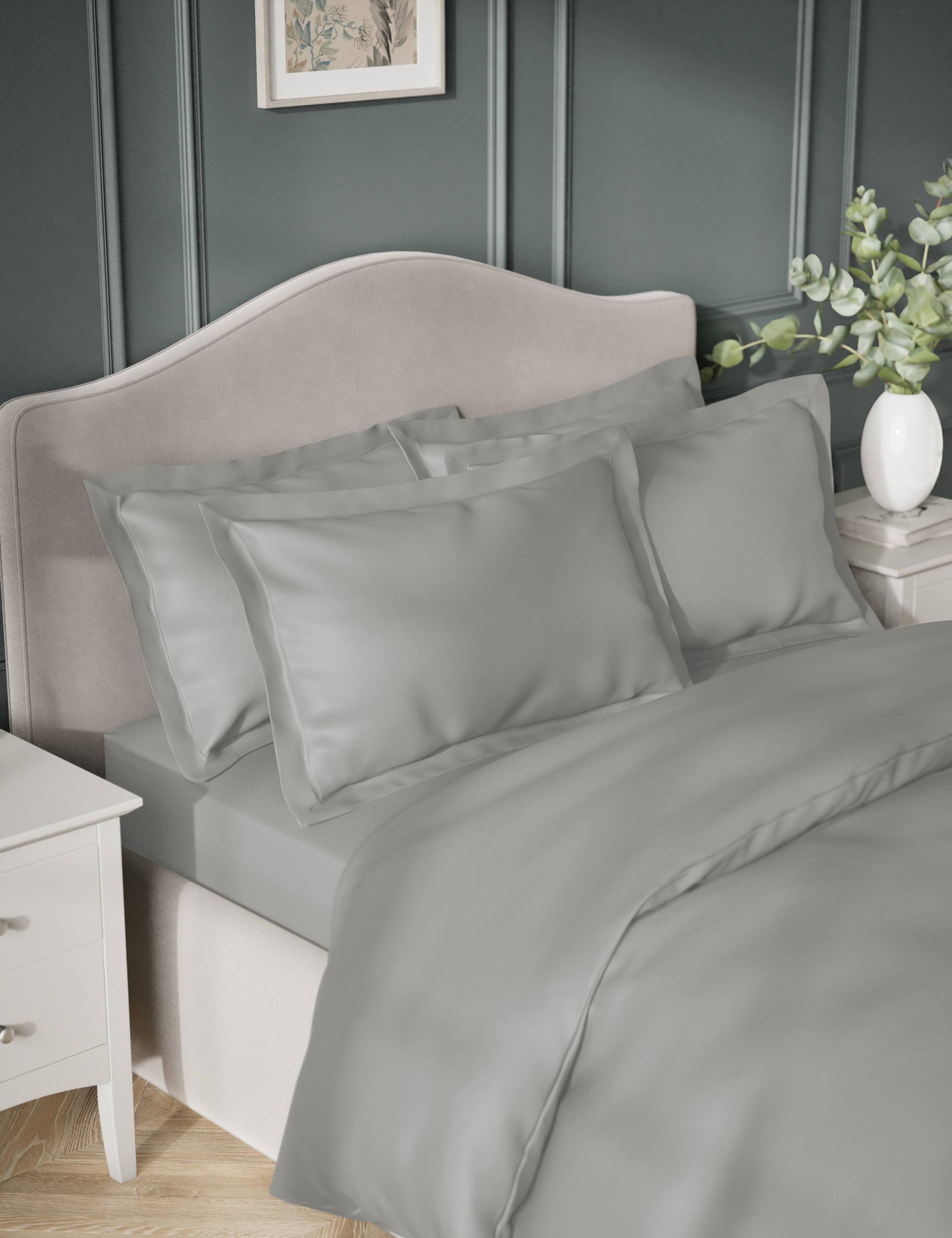 2pk Egyptian Cotton Sateen 400 Thread Count Oxford Pillowcases 1 of 4