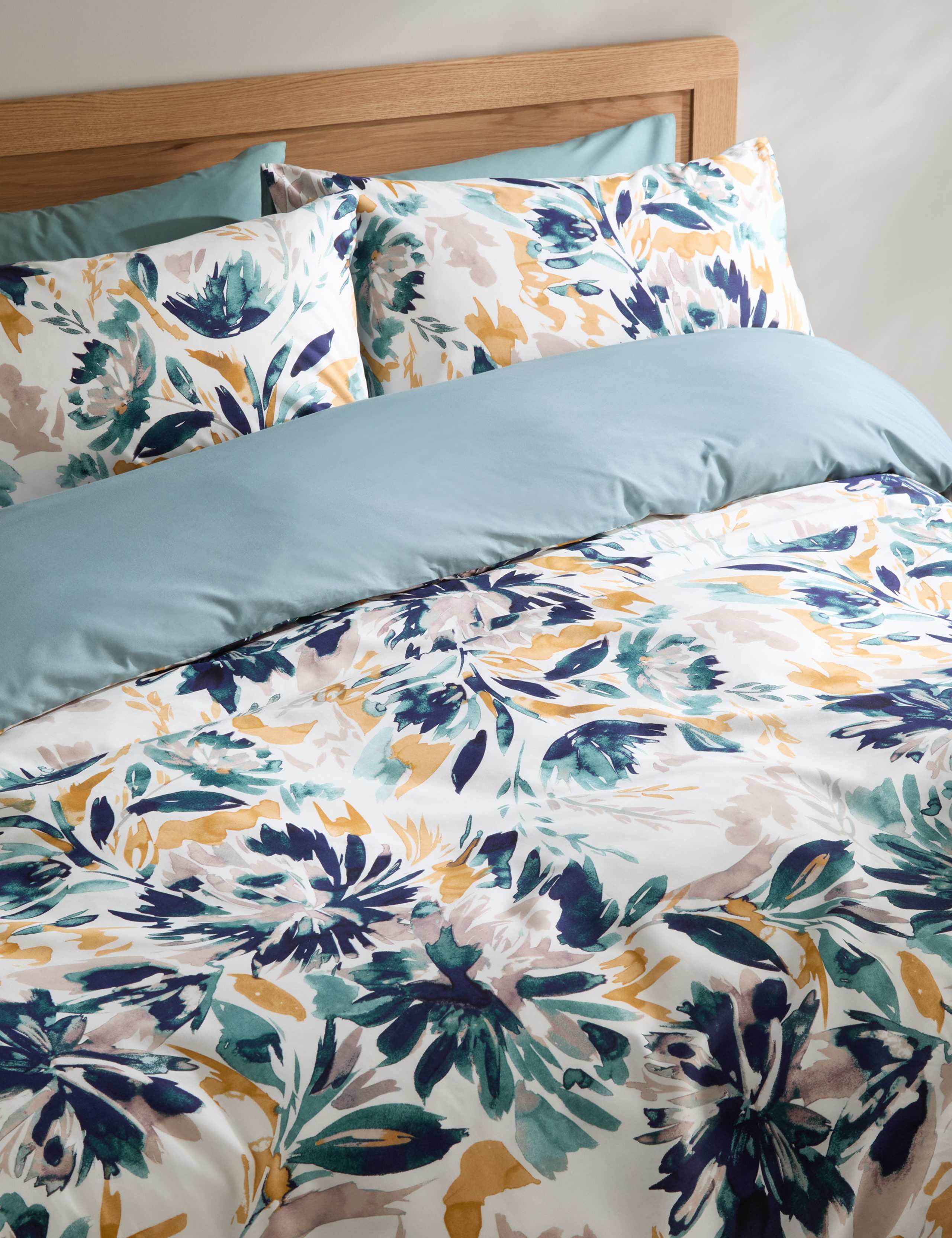 Pure Cotton Watercolour Floral Bedding Set 1 of 6