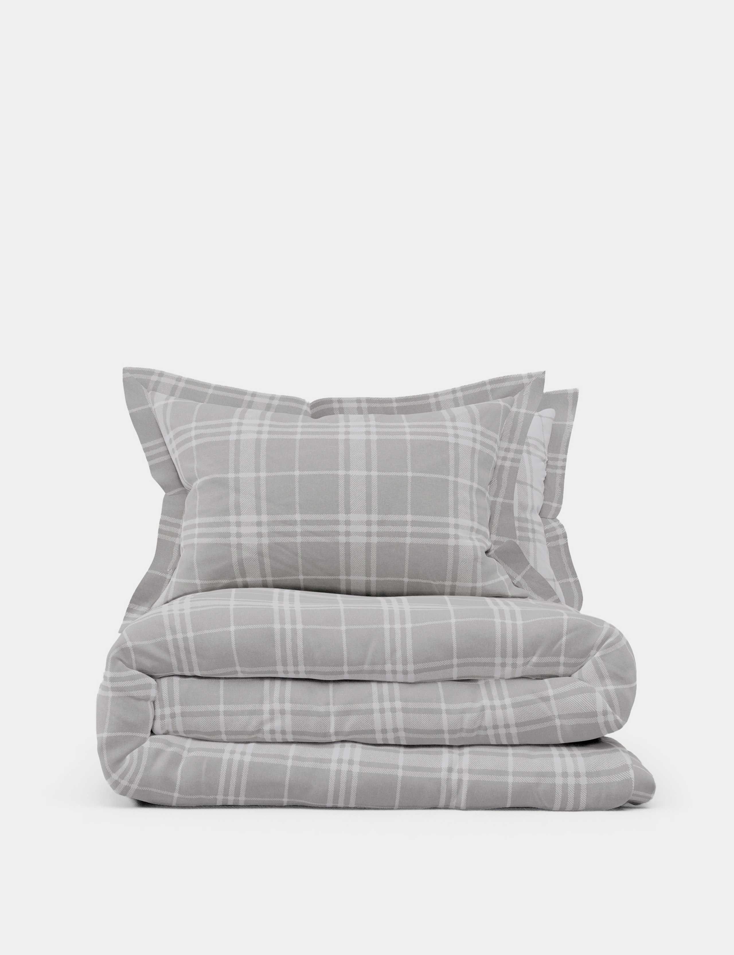 Pure Brushed Cotton Checked Bedding Set 2 of 6