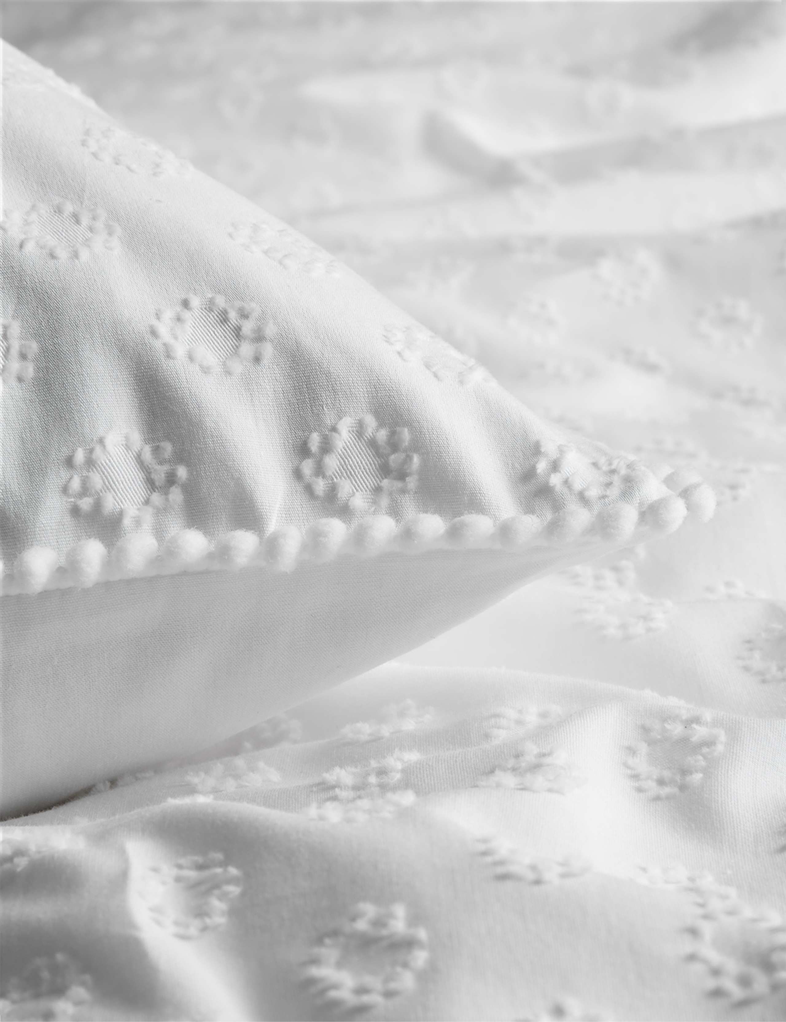 Pure Cotton Pom Pom Dobby Bedding Set 6 of 6