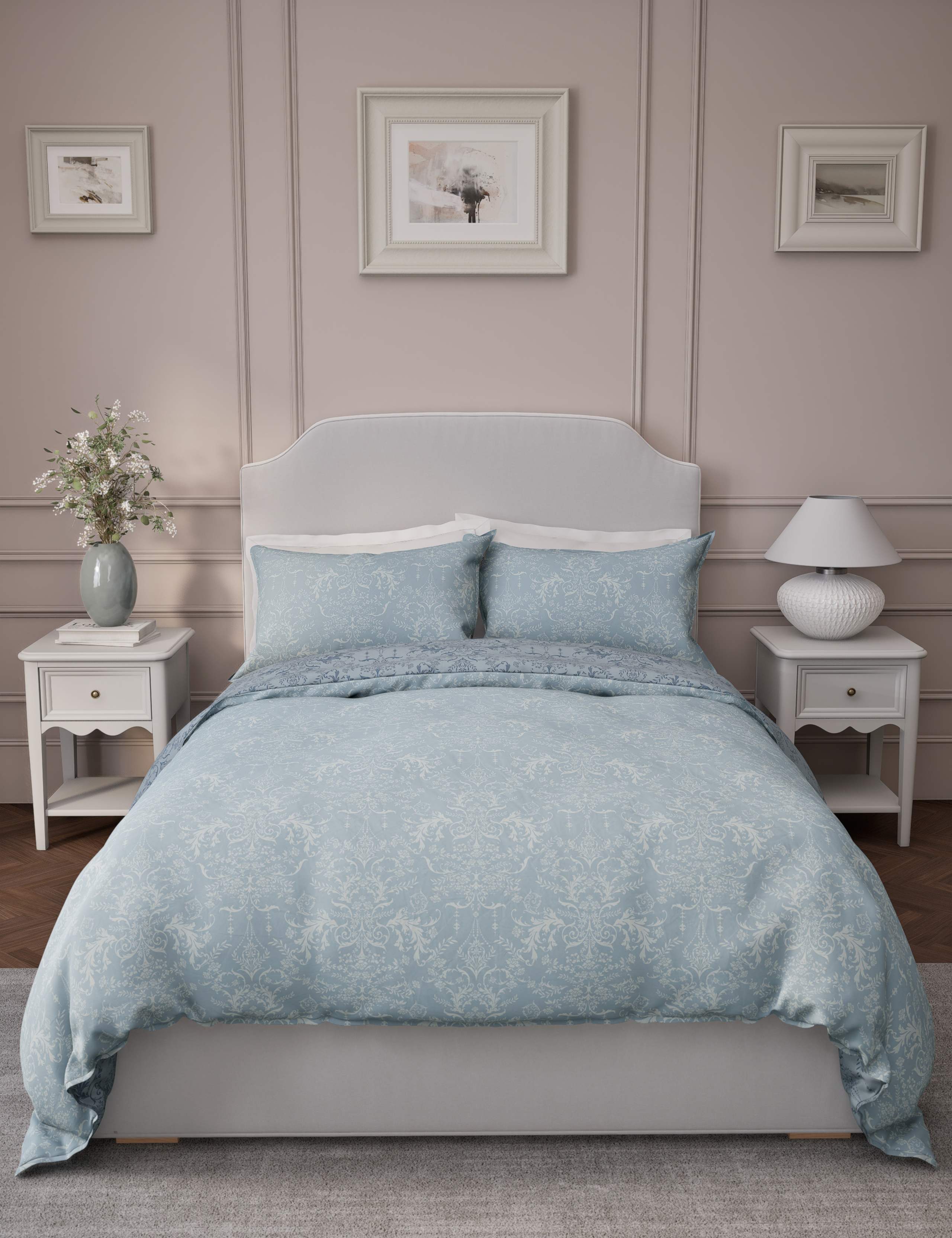 Aida-Alouette Damask Sateen Bedding Set 1 of 5