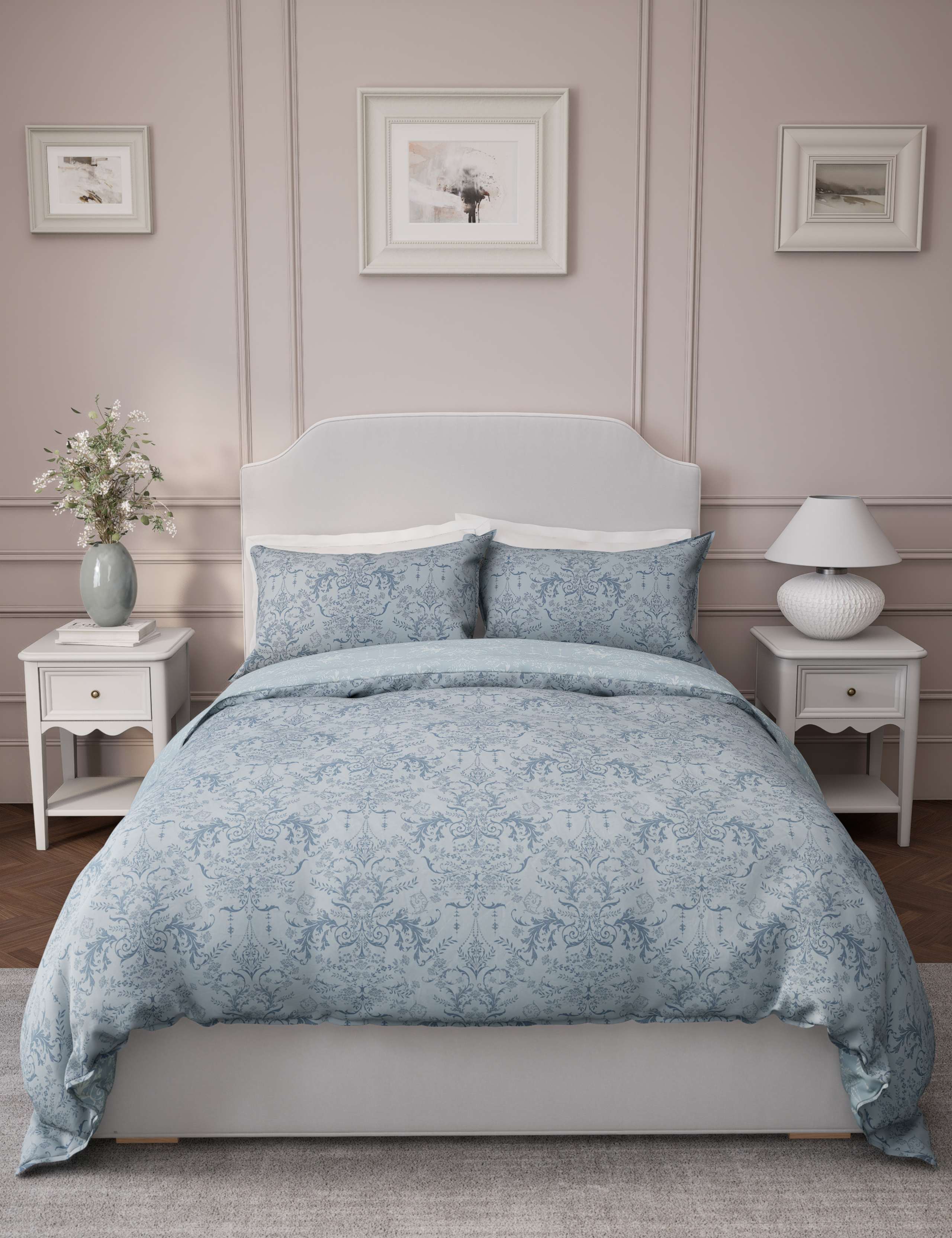 Aida-Alouette Damask Sateen Bedding Set 4 of 5