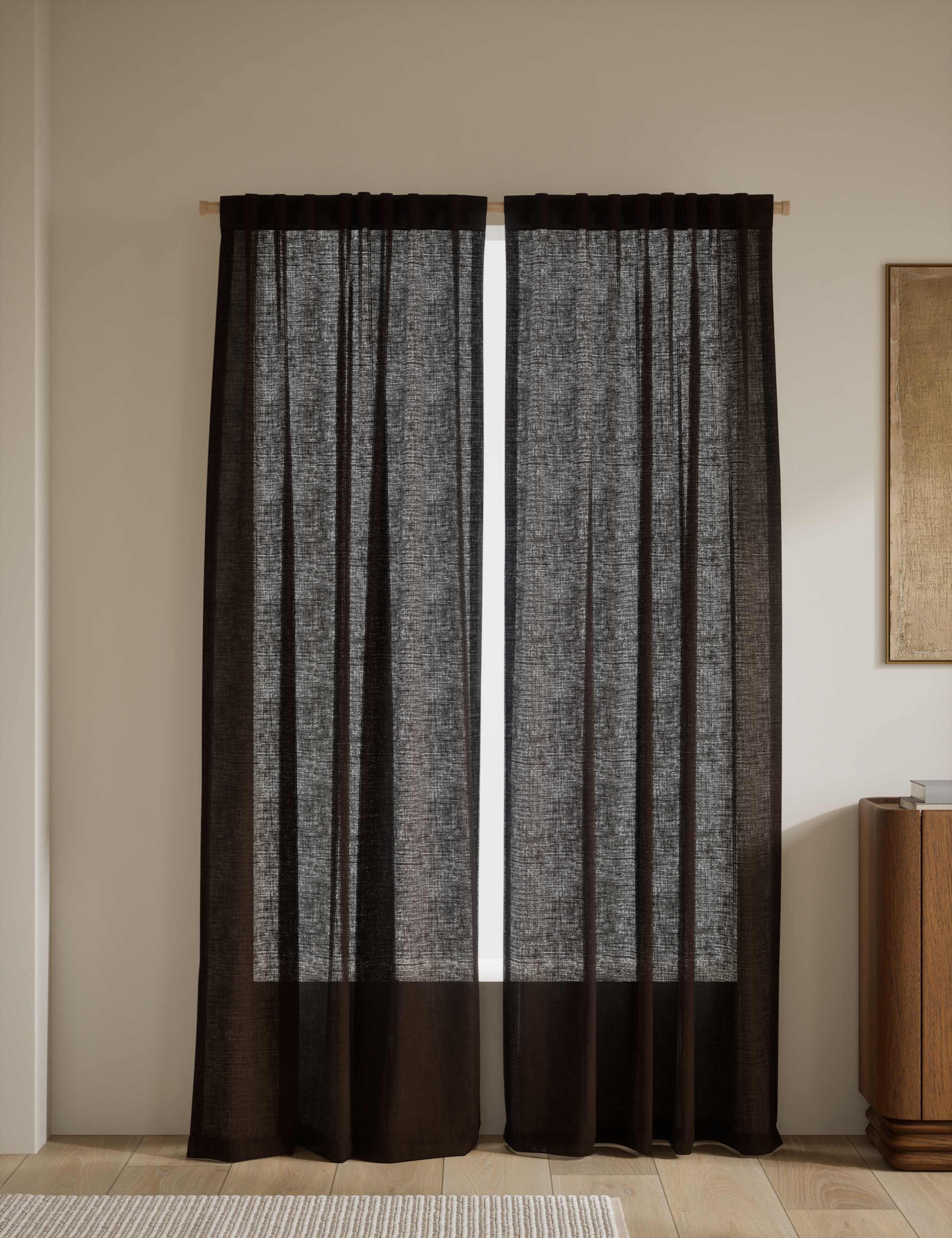 Cotton Linen Blend Sheer Multiway Curtains 1 of 4