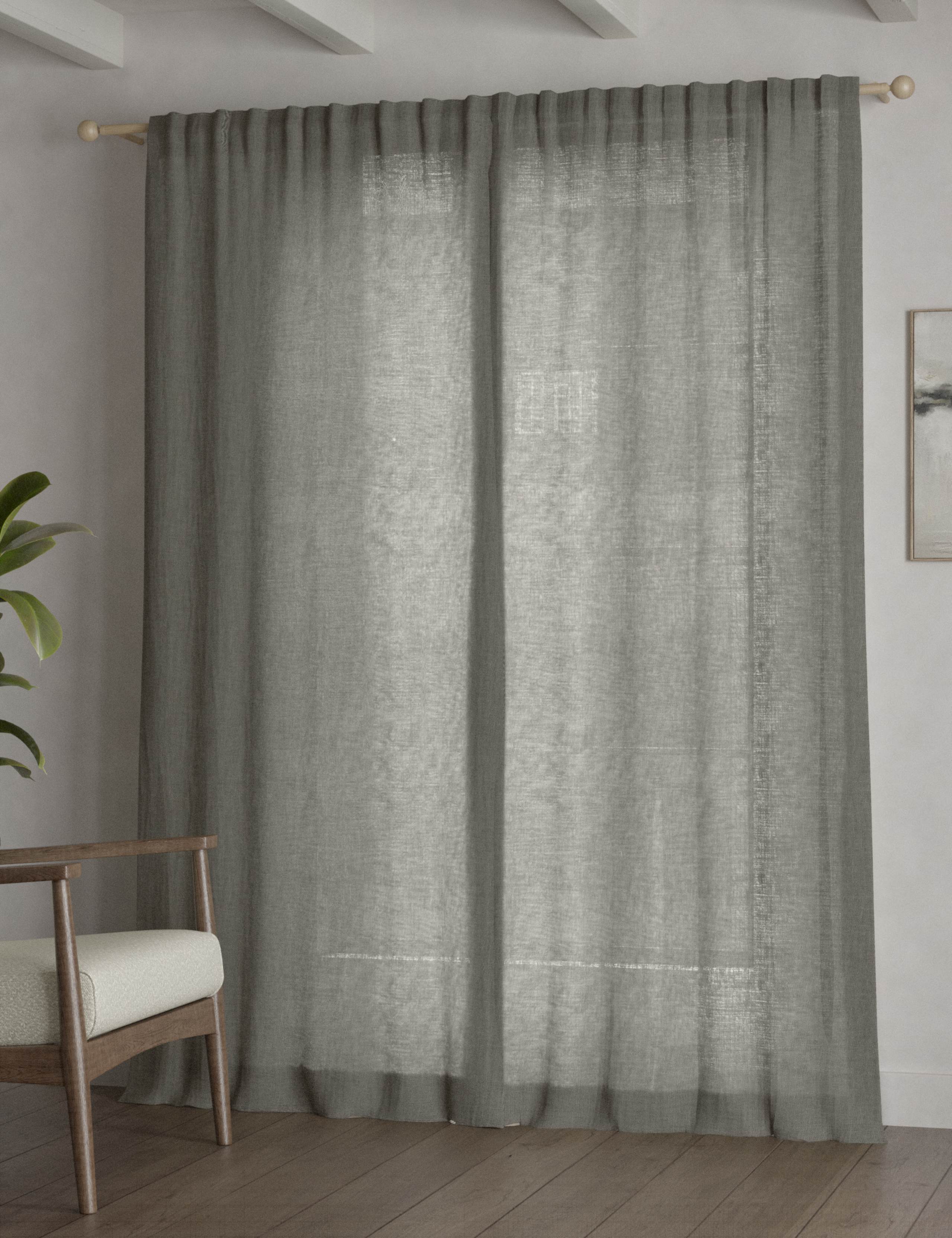 Cotton Linen Blend Sheer Multiway Curtains 4 of 5