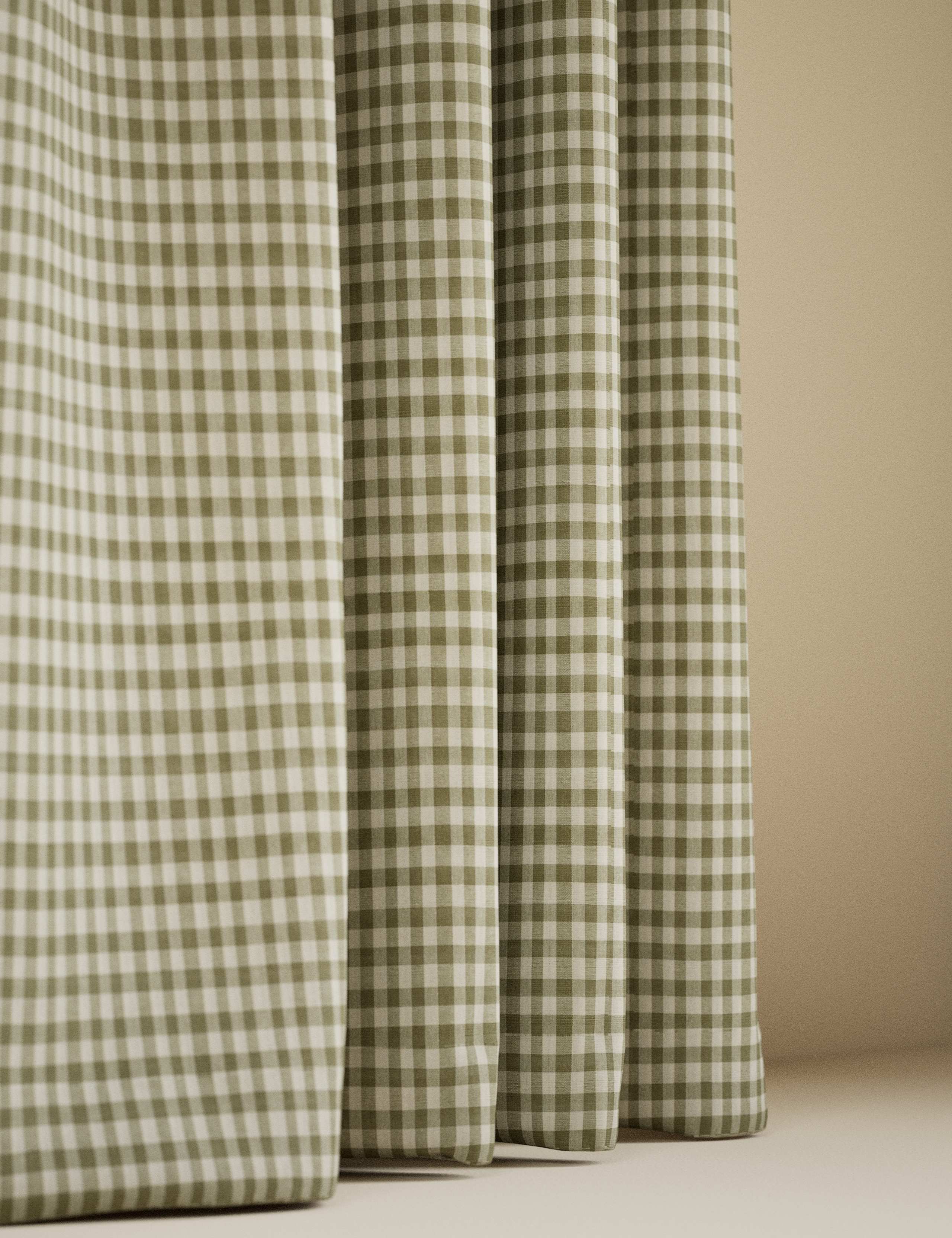 Pure Cotton Gingham Semi-Sheer Multiway Curtains 3 of 4