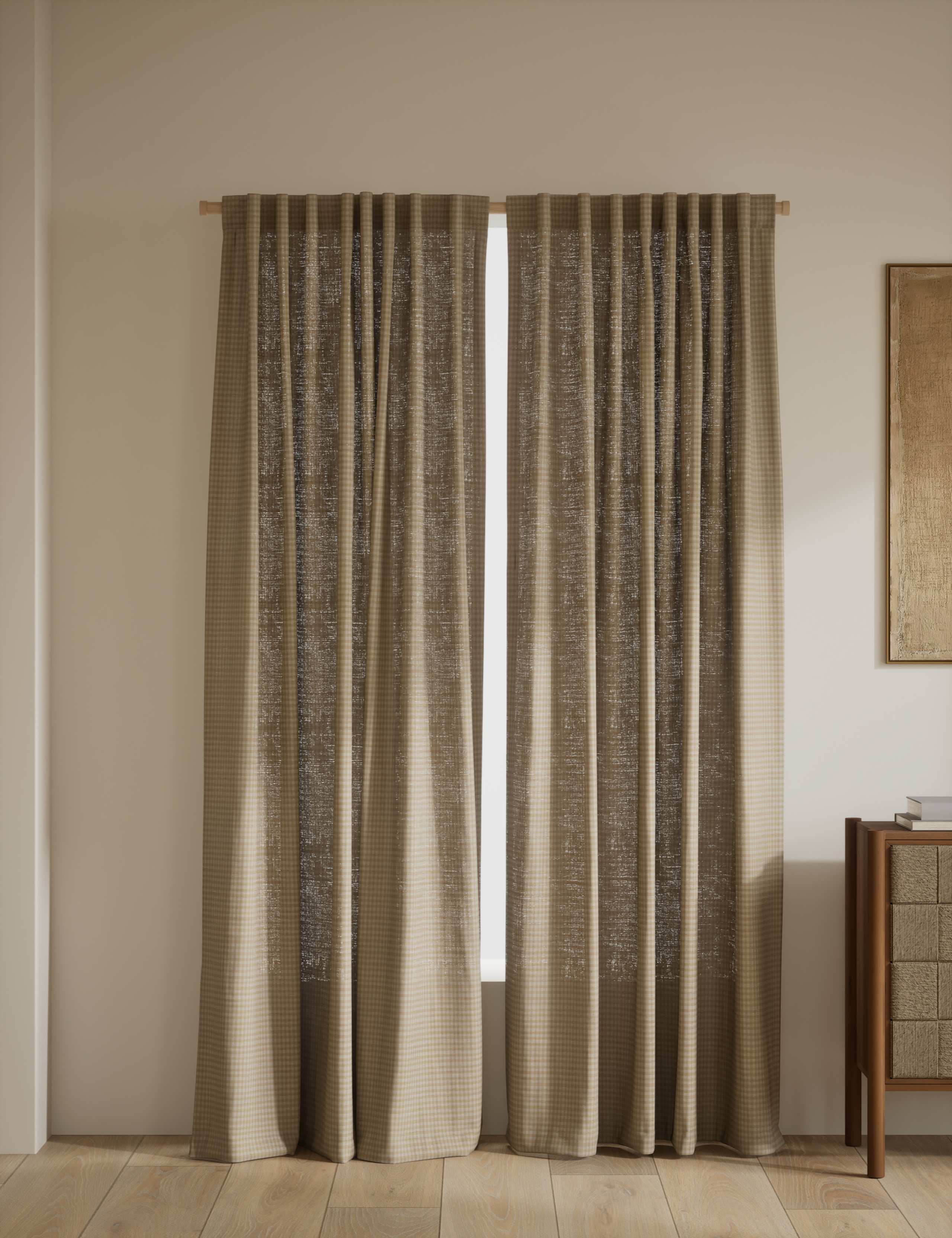 Pure Cotton Gingham Semi-Sheer Multiway Curtains 1 of 4