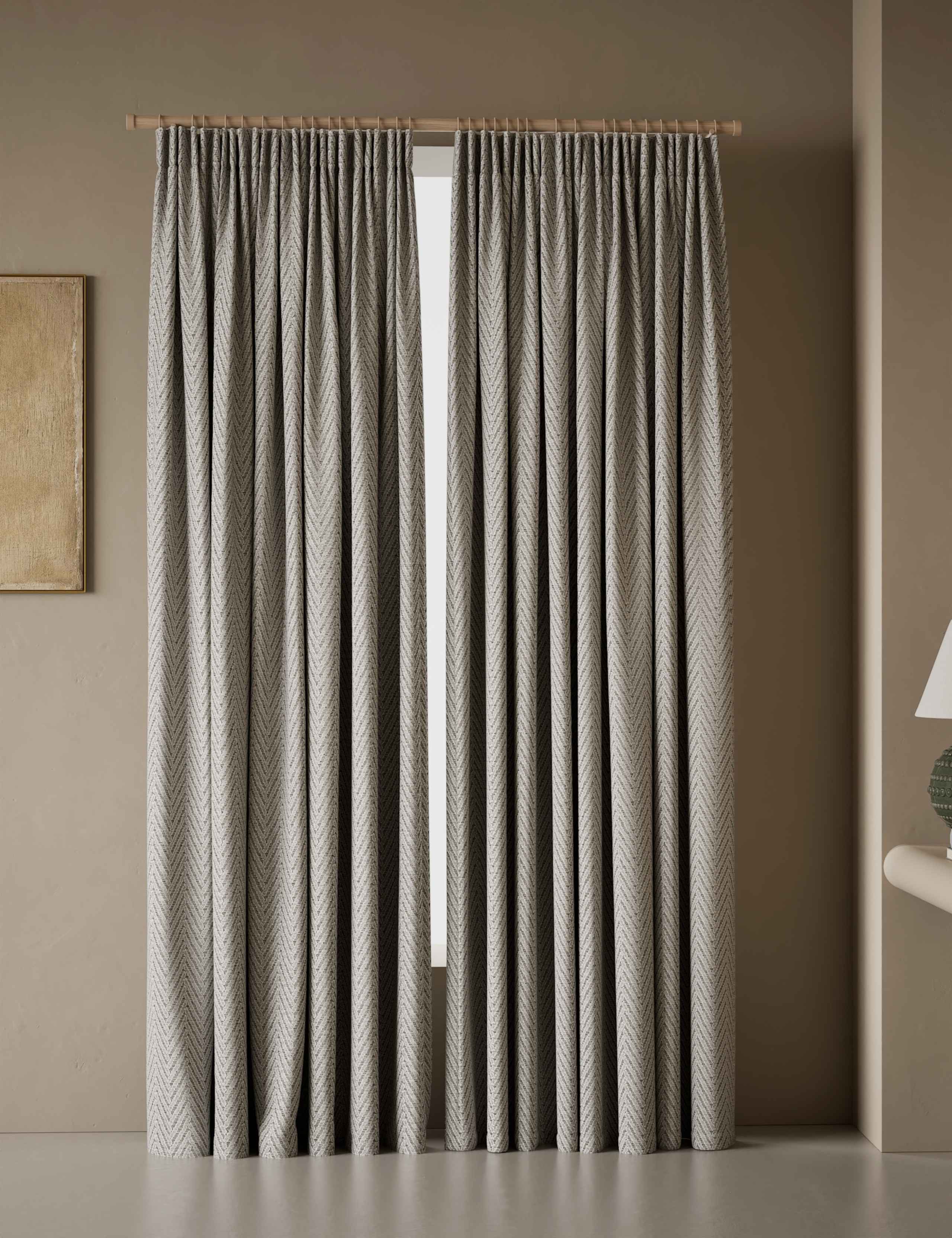 Textured Herringbone Pencil Pleat Curtains 1 of 5