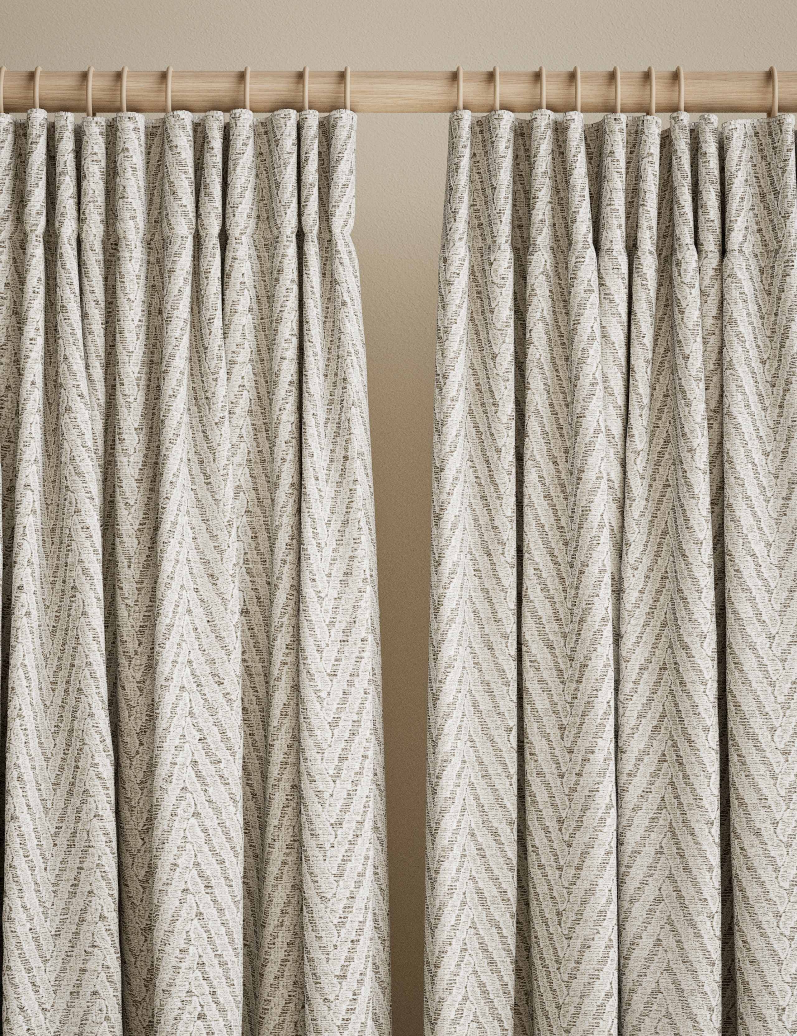 Textured Herringbone Pencil Pleat Curtains 3 of 5