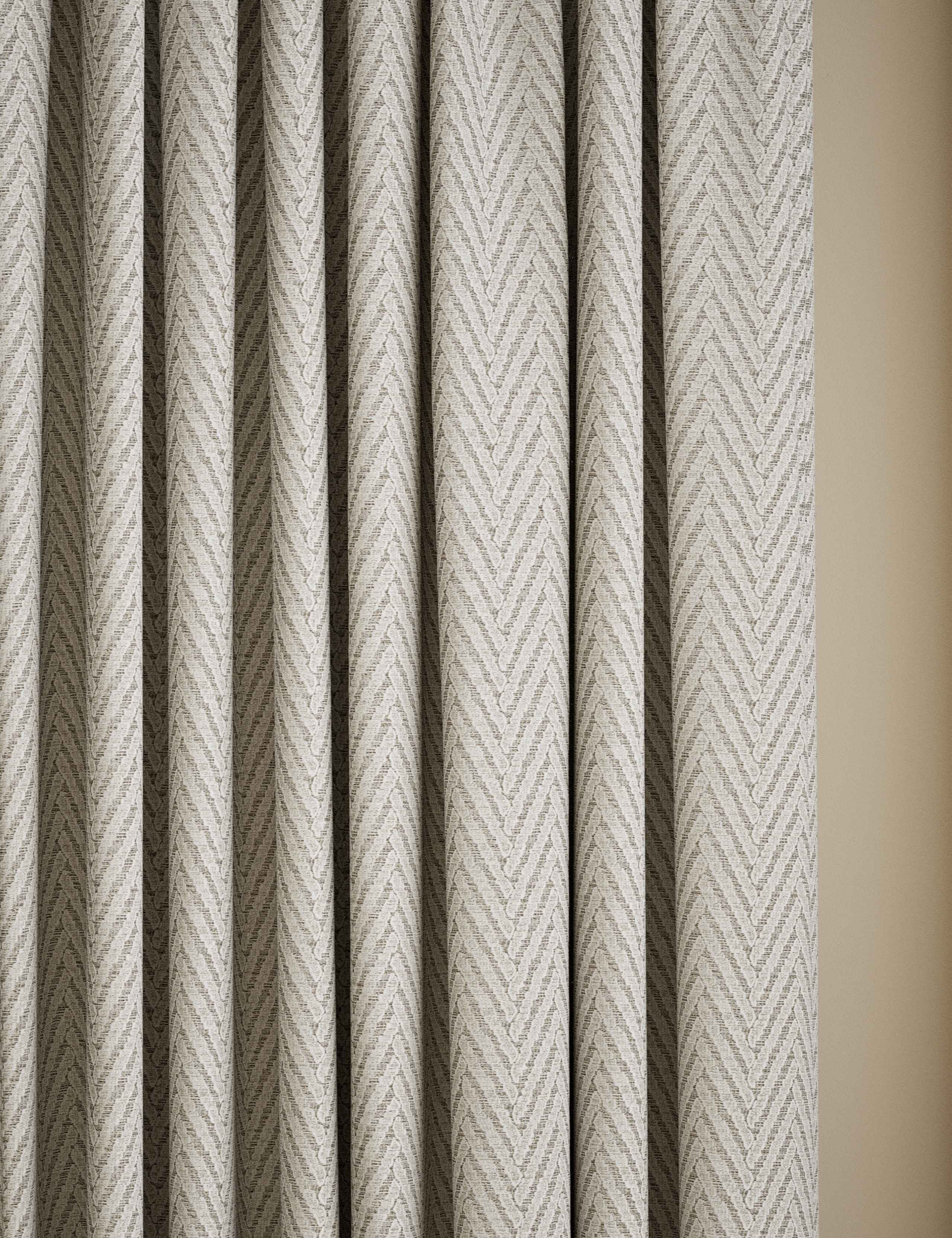 Textured Herringbone Pencil Pleat Curtains 2 of 5