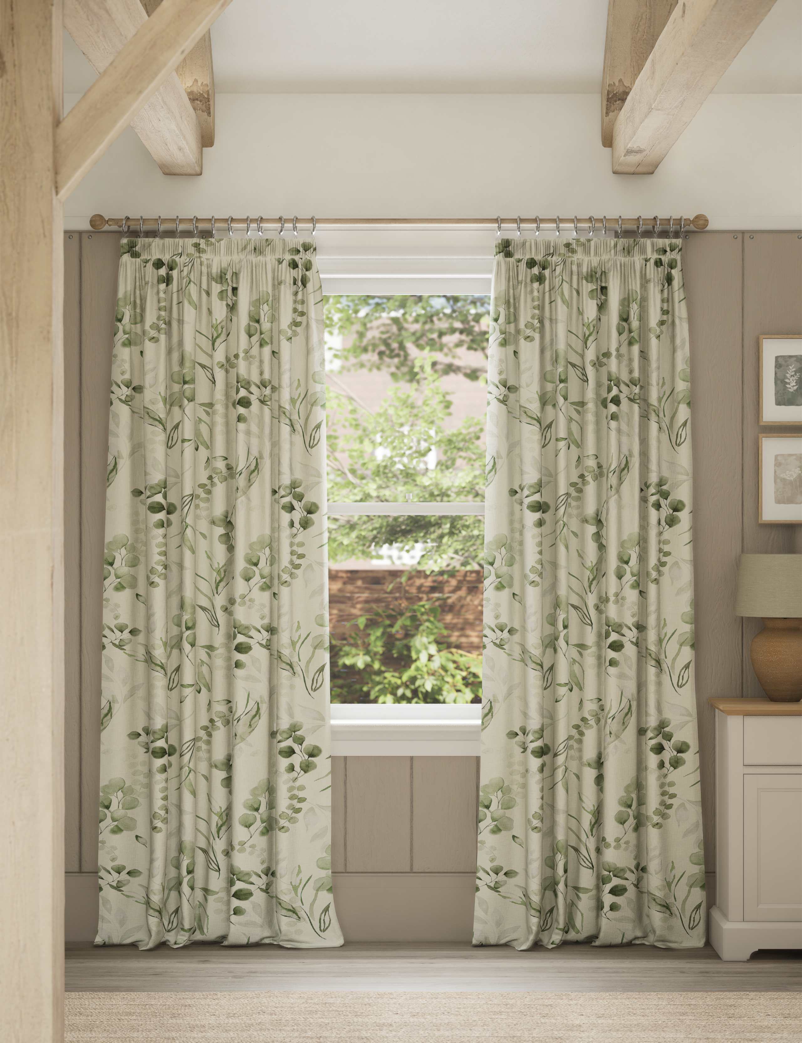Pure Cotton Watercolour Pencil Pleat Curtains 3 of 4