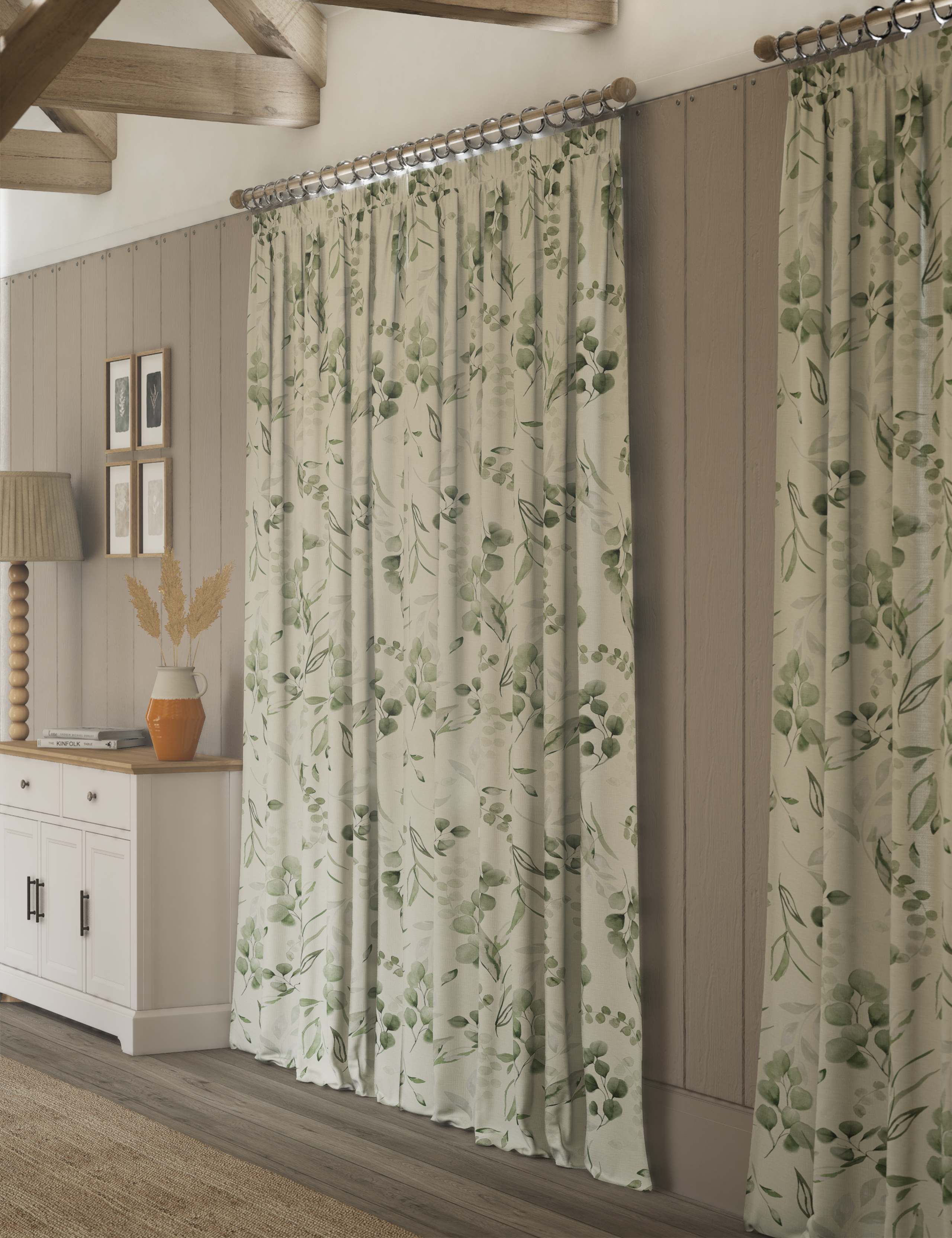 Pure Cotton Watercolour Pencil Pleat Curtains 4 of 4