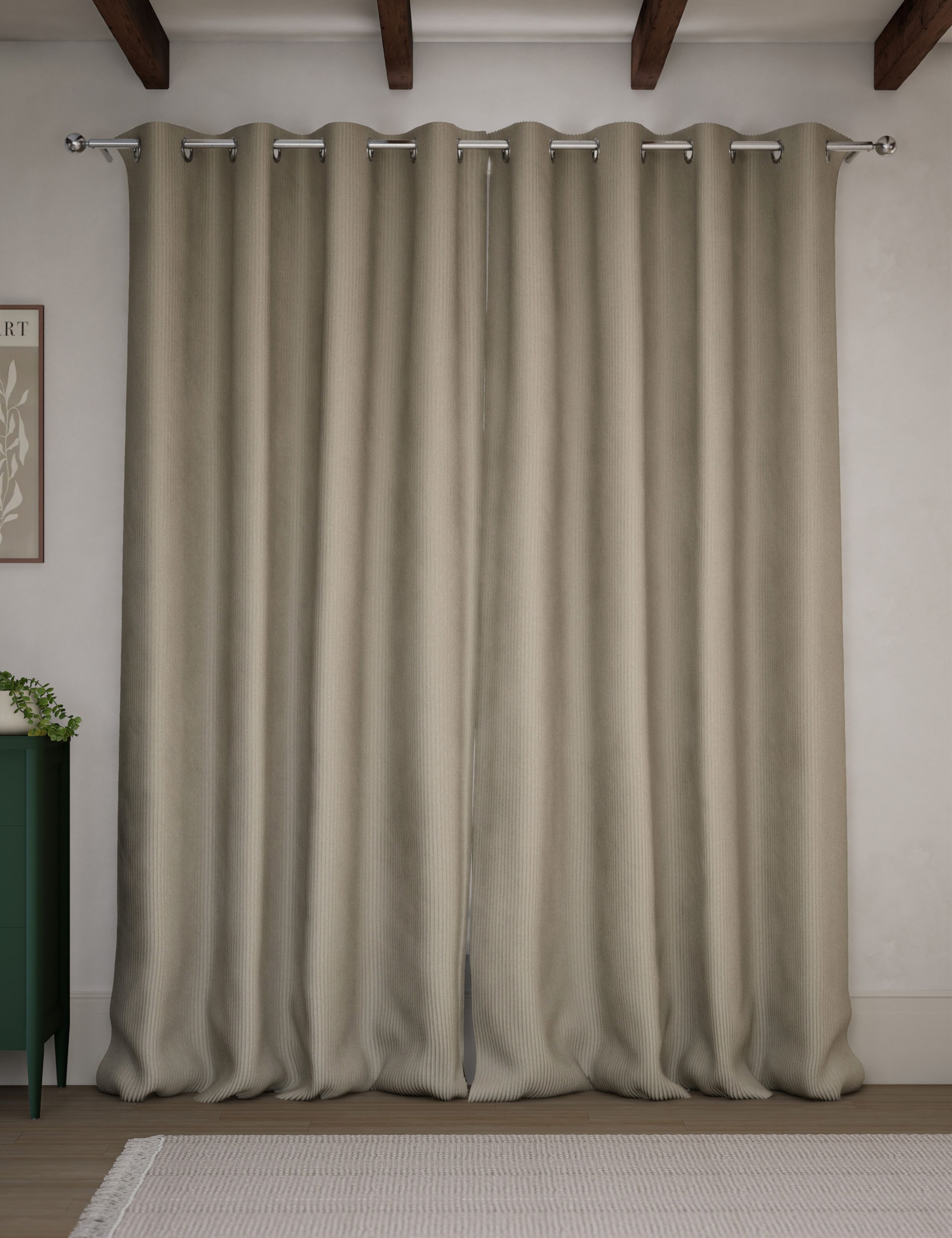 Velvet Ribbed Eyelet Blackout Curtains 4 of 4