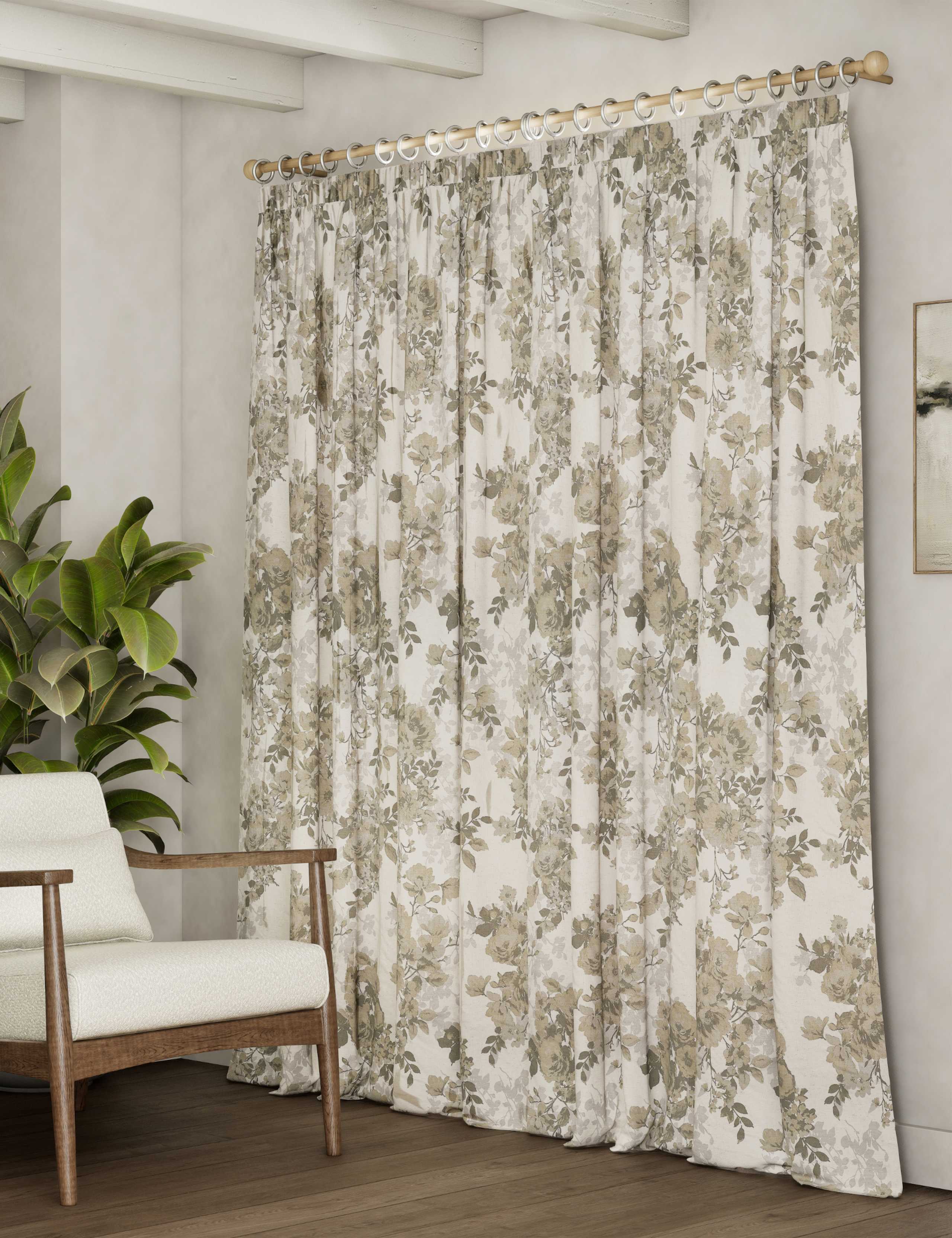 Floral Pencil Pleat Blackout Curtains 4 of 4