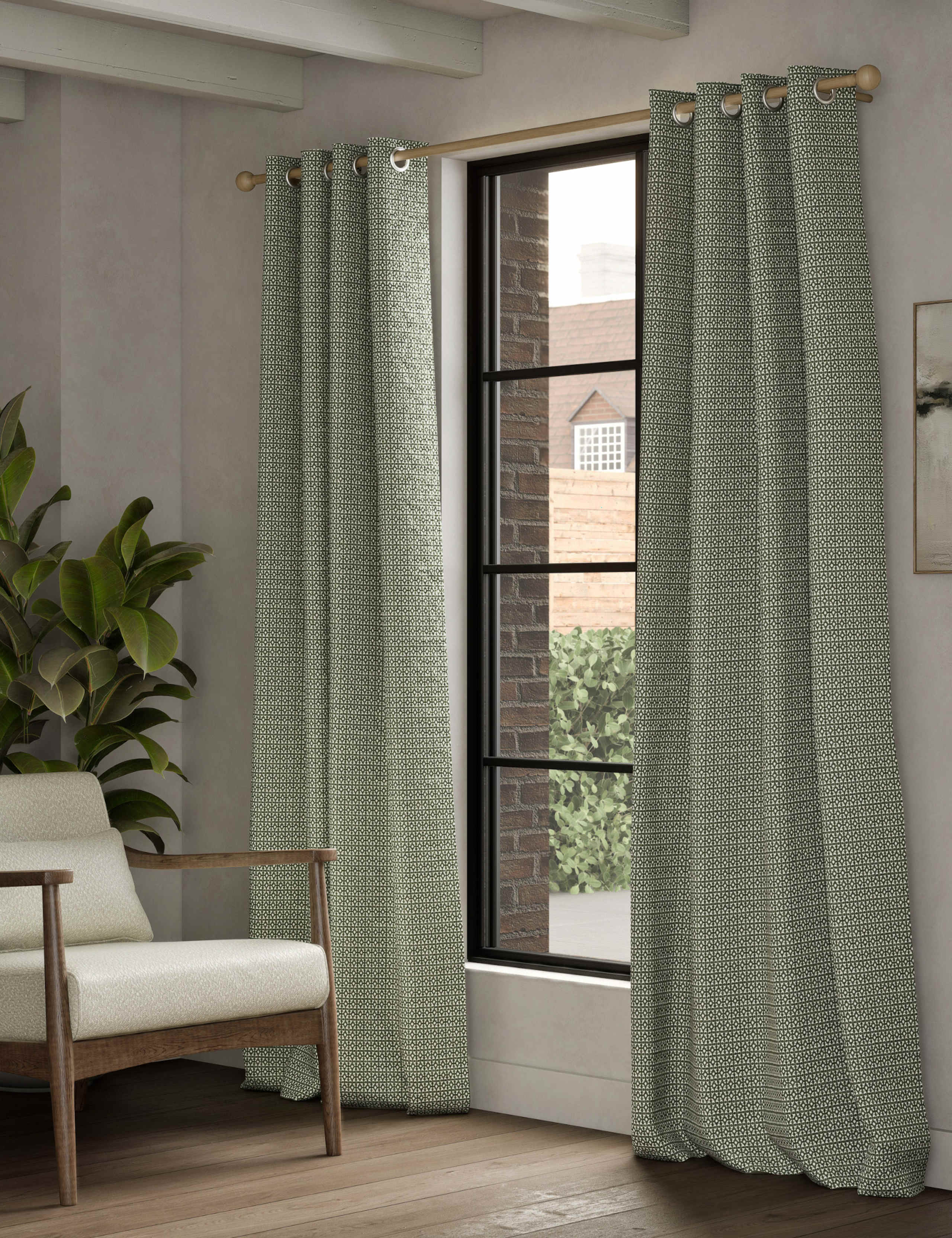 Chenille Geometric Eyelet Curtains 3 of 4