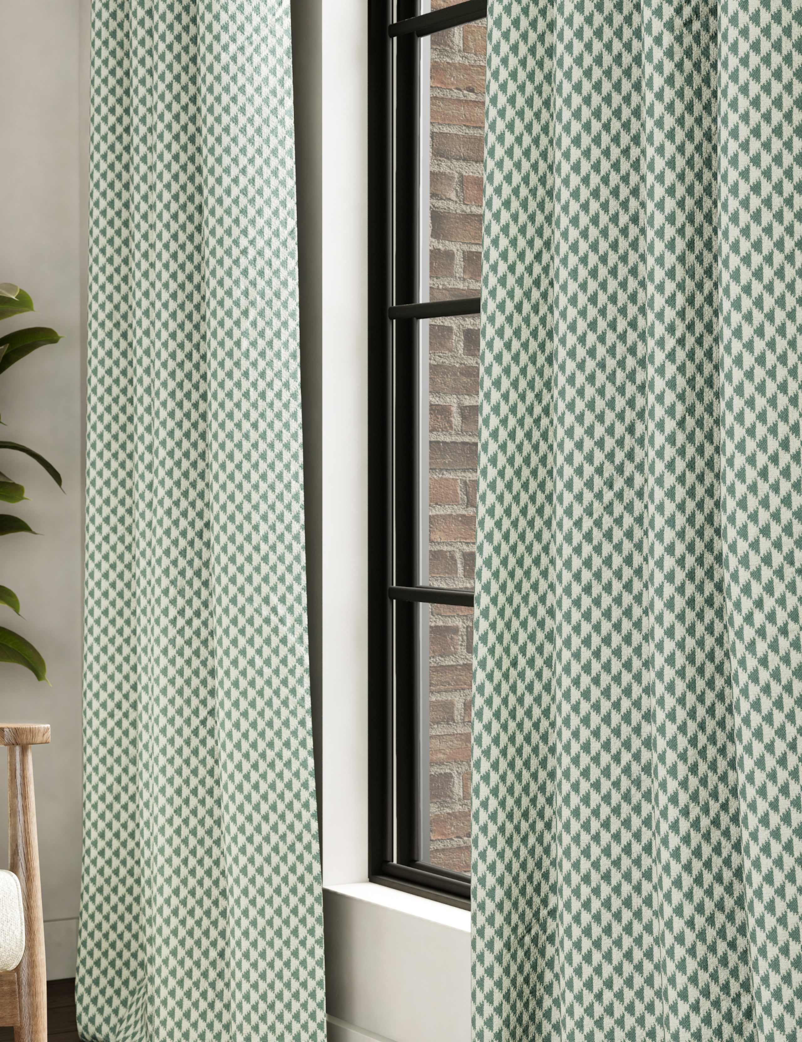 Cotton Blend Geometric Eyelet Curtains 2 of 4