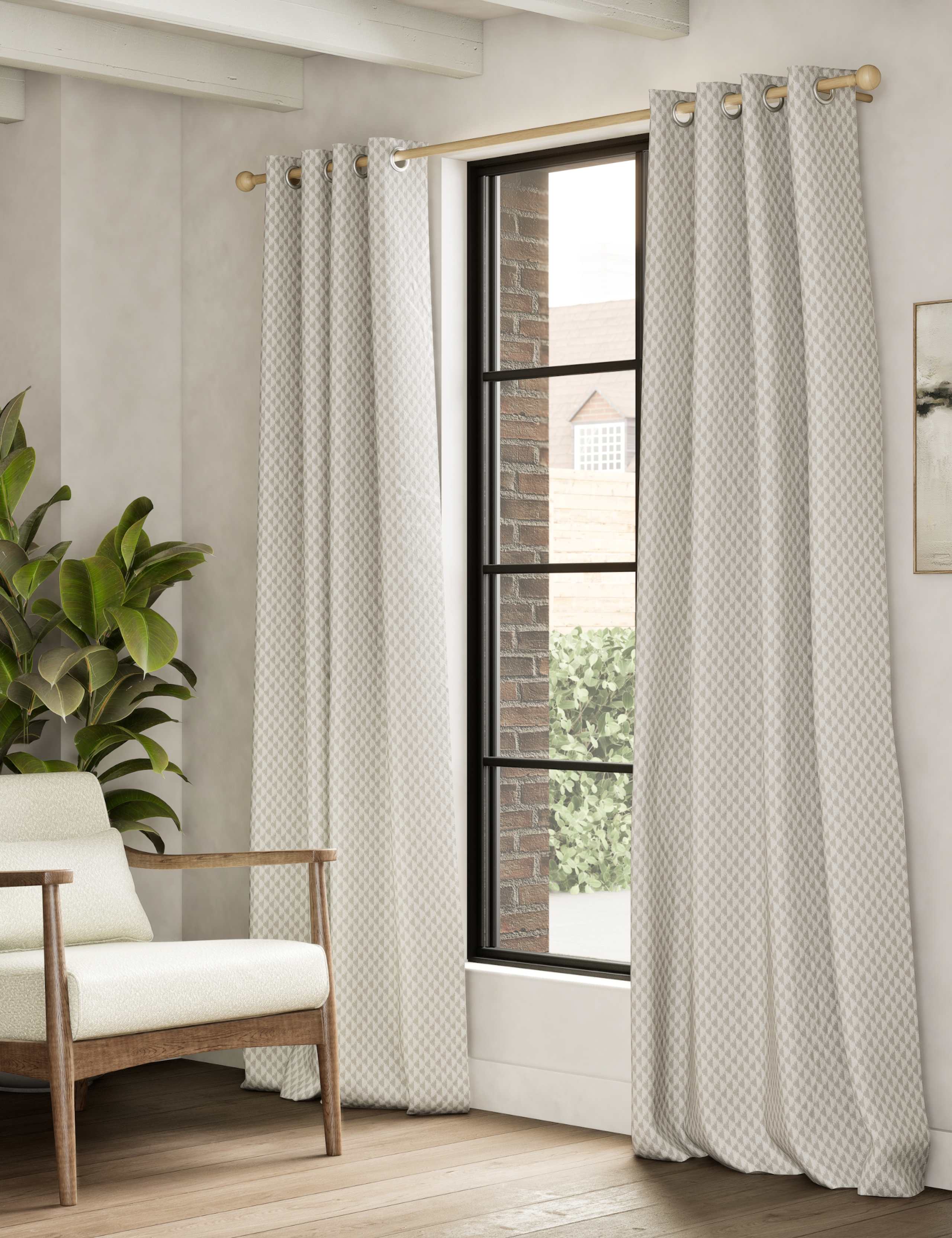 Cotton Blend Geometric Eyelet Curtains 3 of 4
