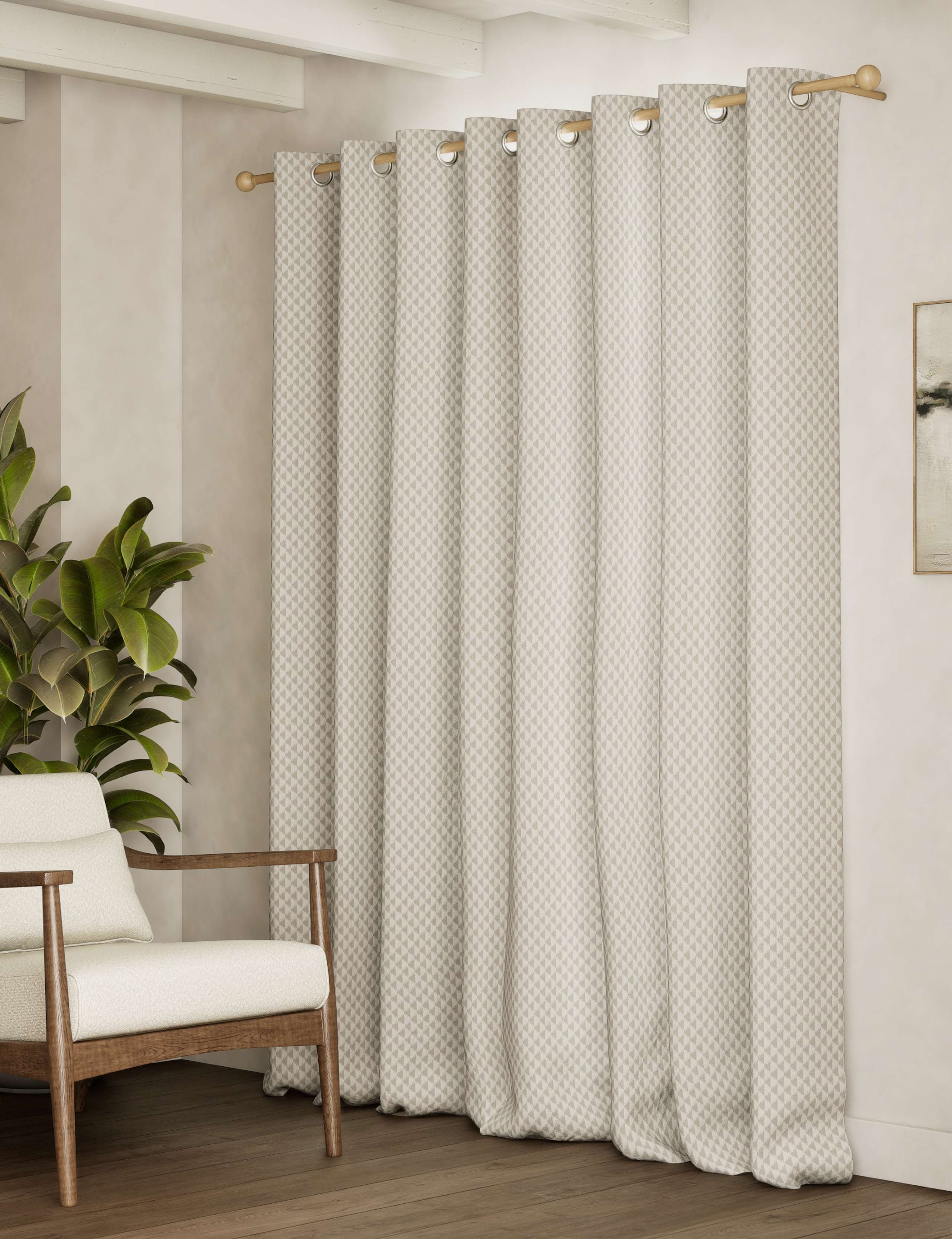 Cotton Blend Geometric Eyelet Curtains 4 of 4