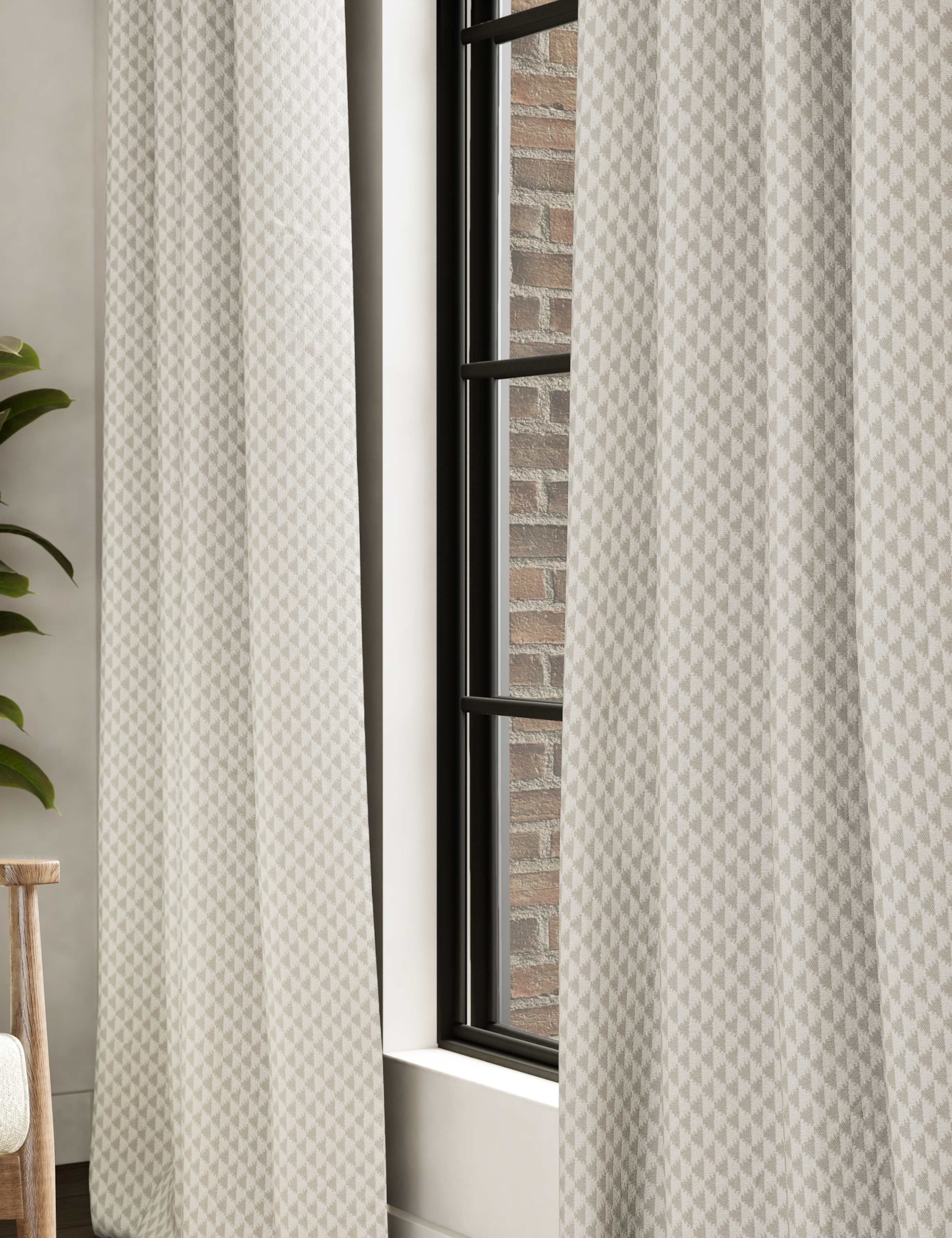Cotton Blend Geometric Eyelet Curtains 2 of 4