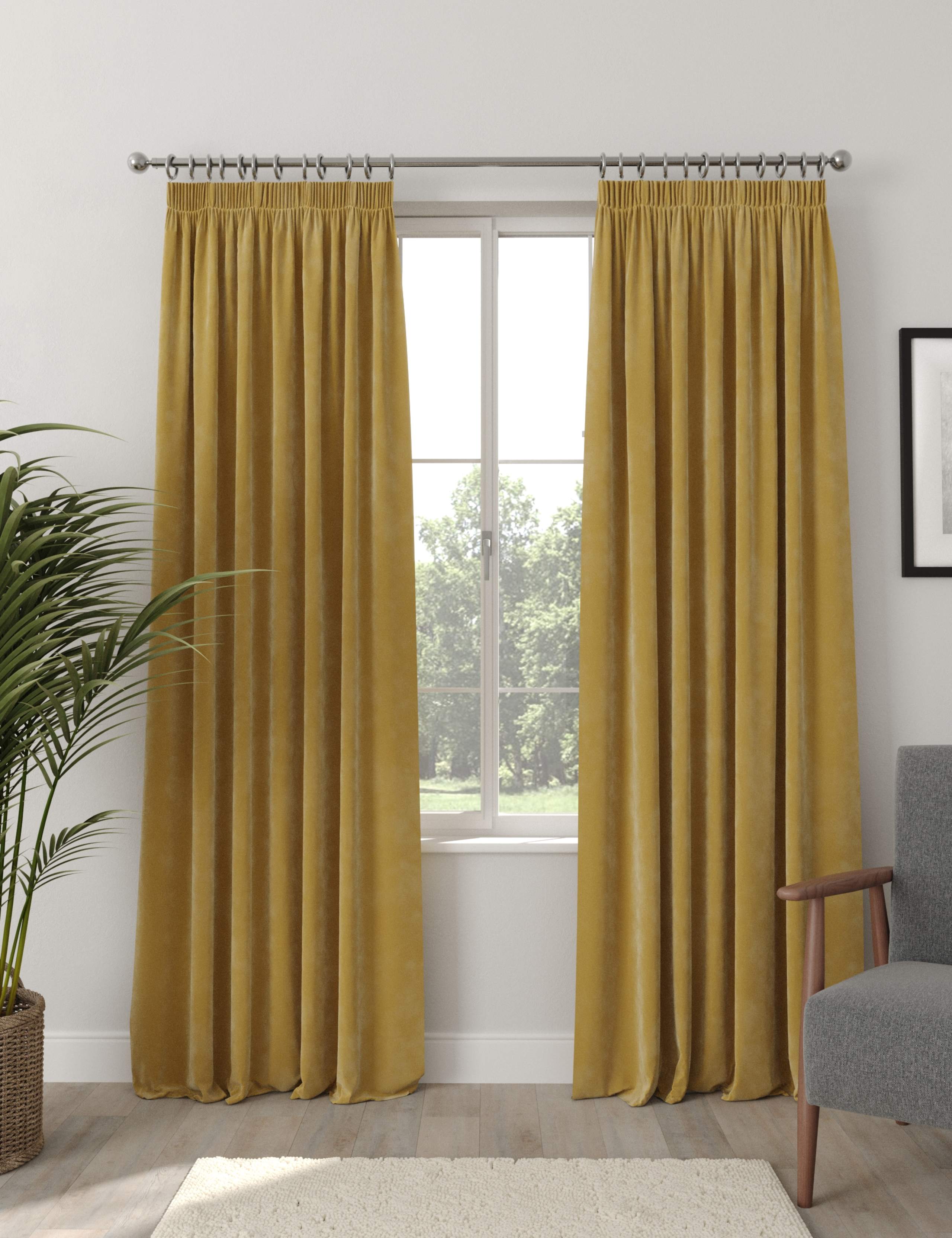 Velour Pencil Pleat Curtains 1 of 3