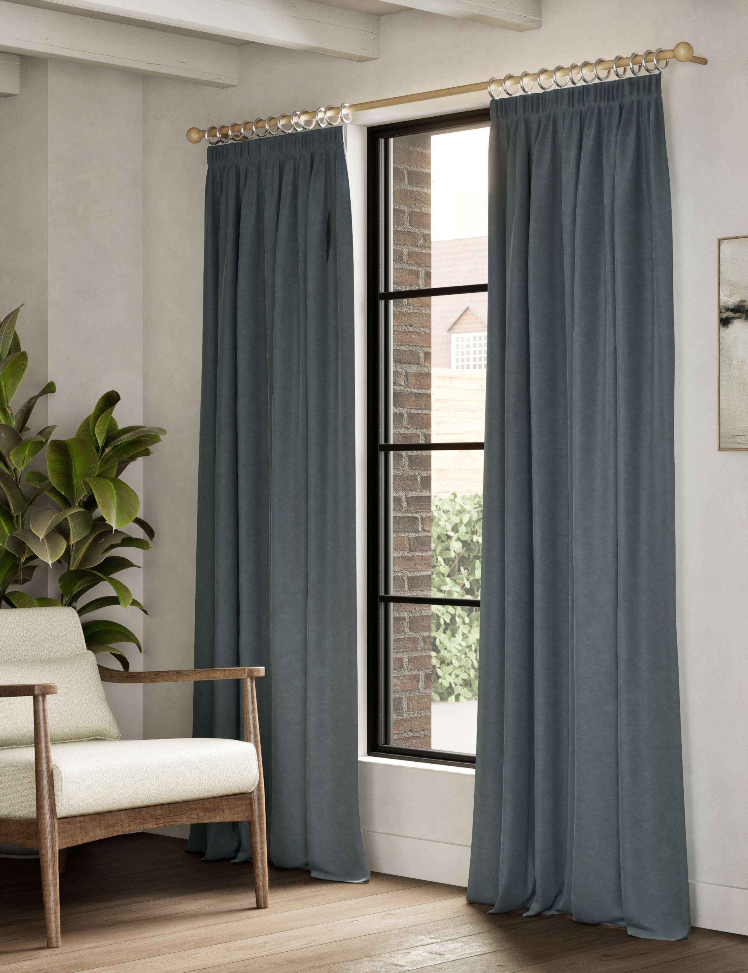 Velvet Pencil Pleat Curtains 3 of 4