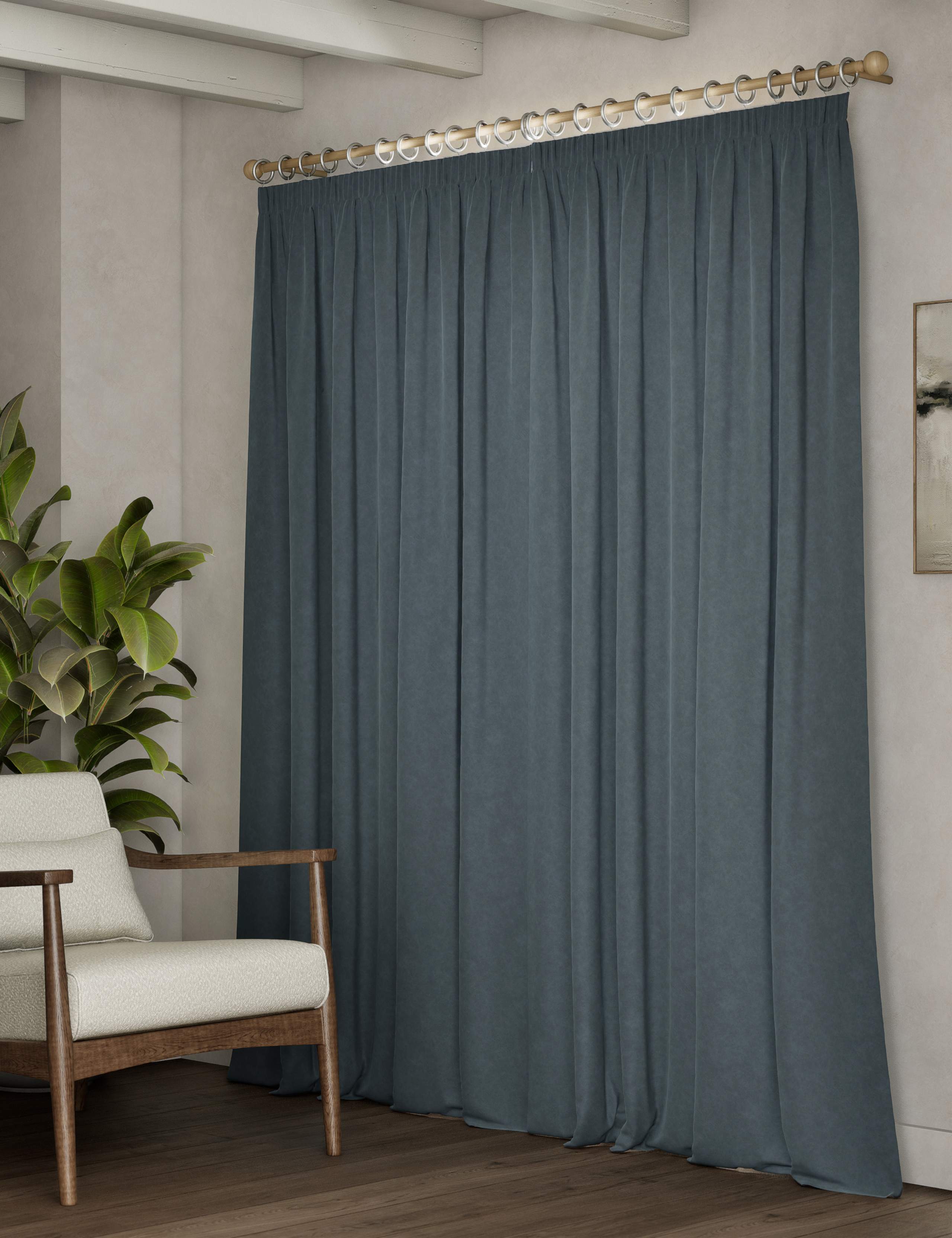 Velvet Pencil Pleat Curtains 4 of 4