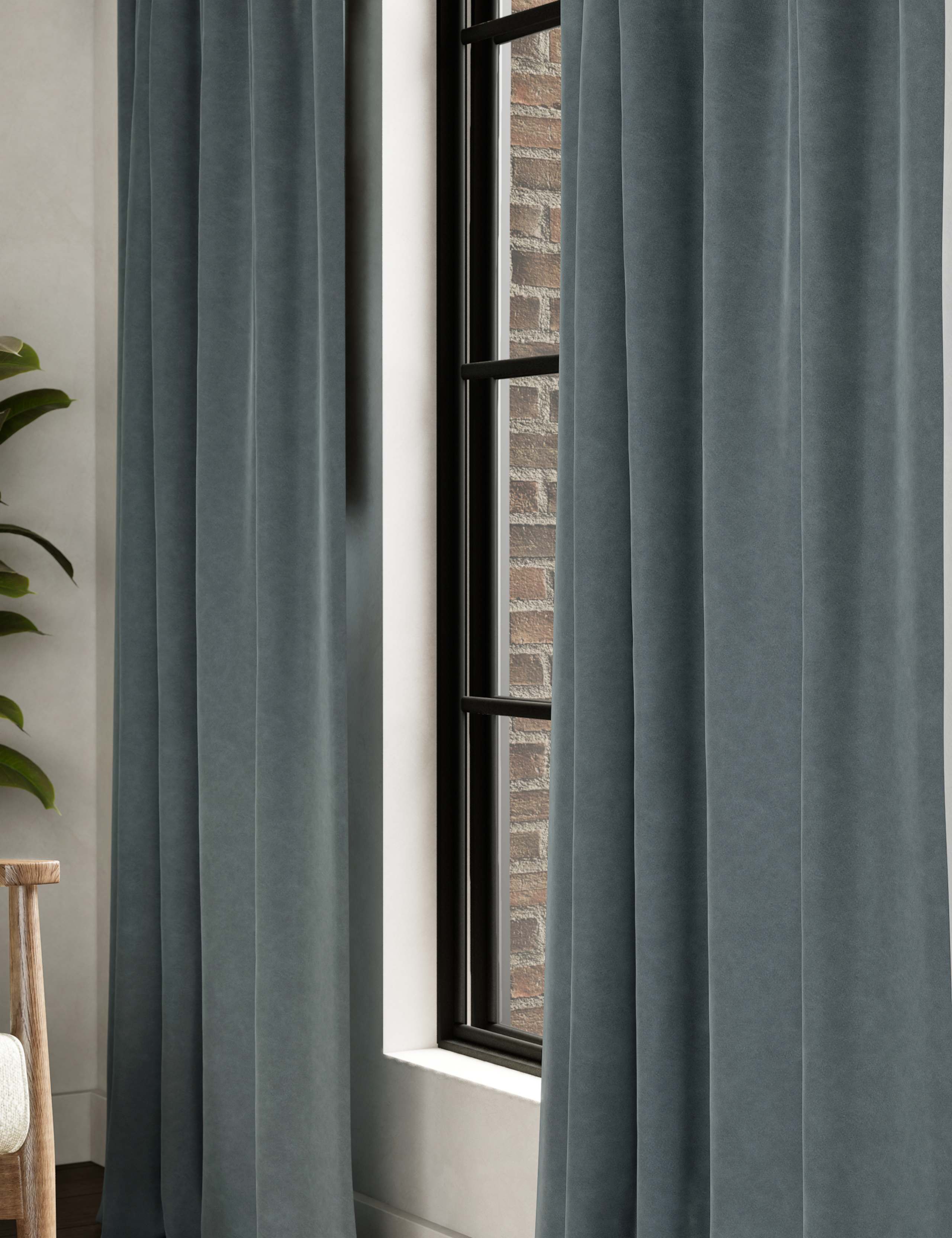 Velvet Pencil Pleat Curtains 2 of 4