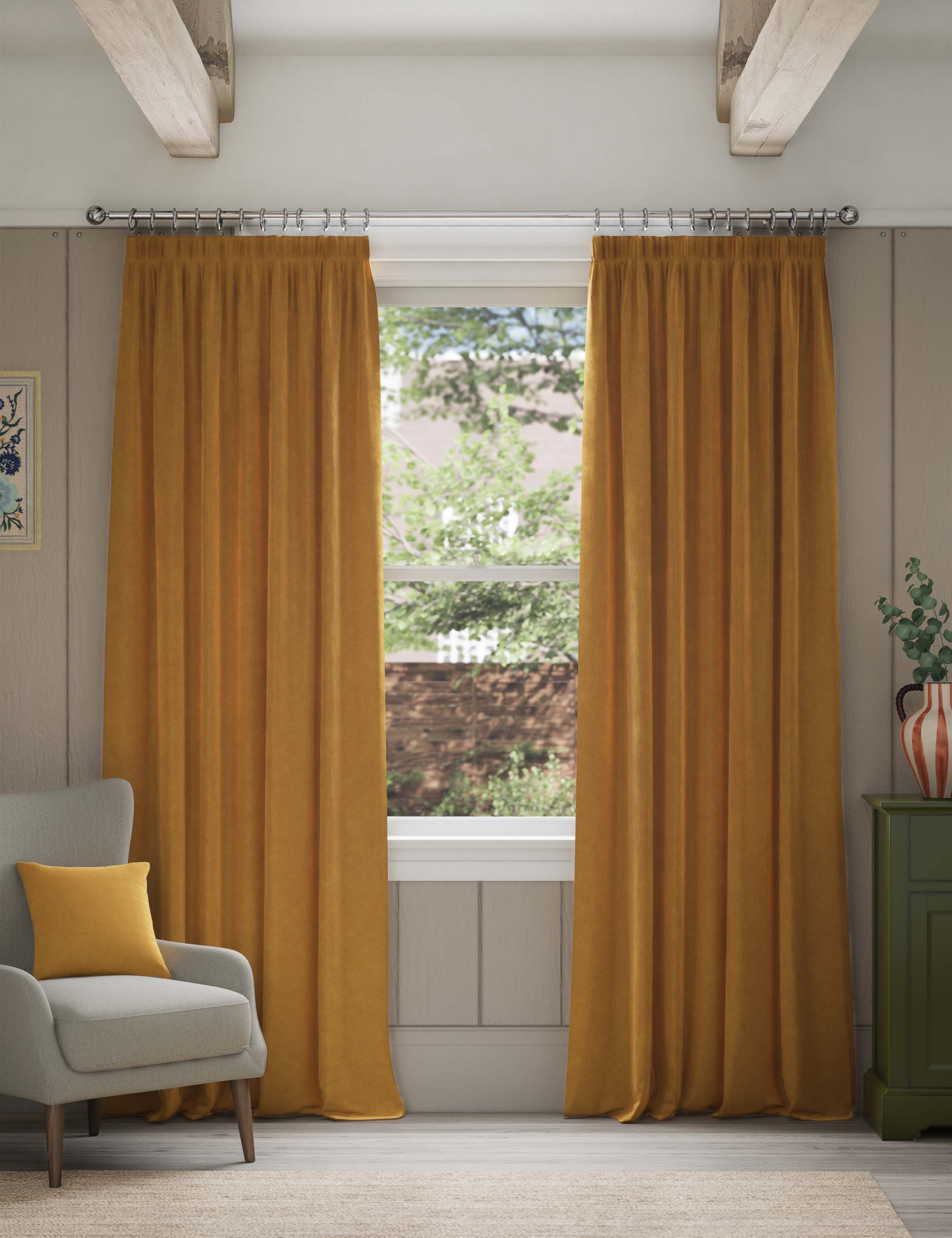 Velvet Pencil Pleat Curtains 3 of 4