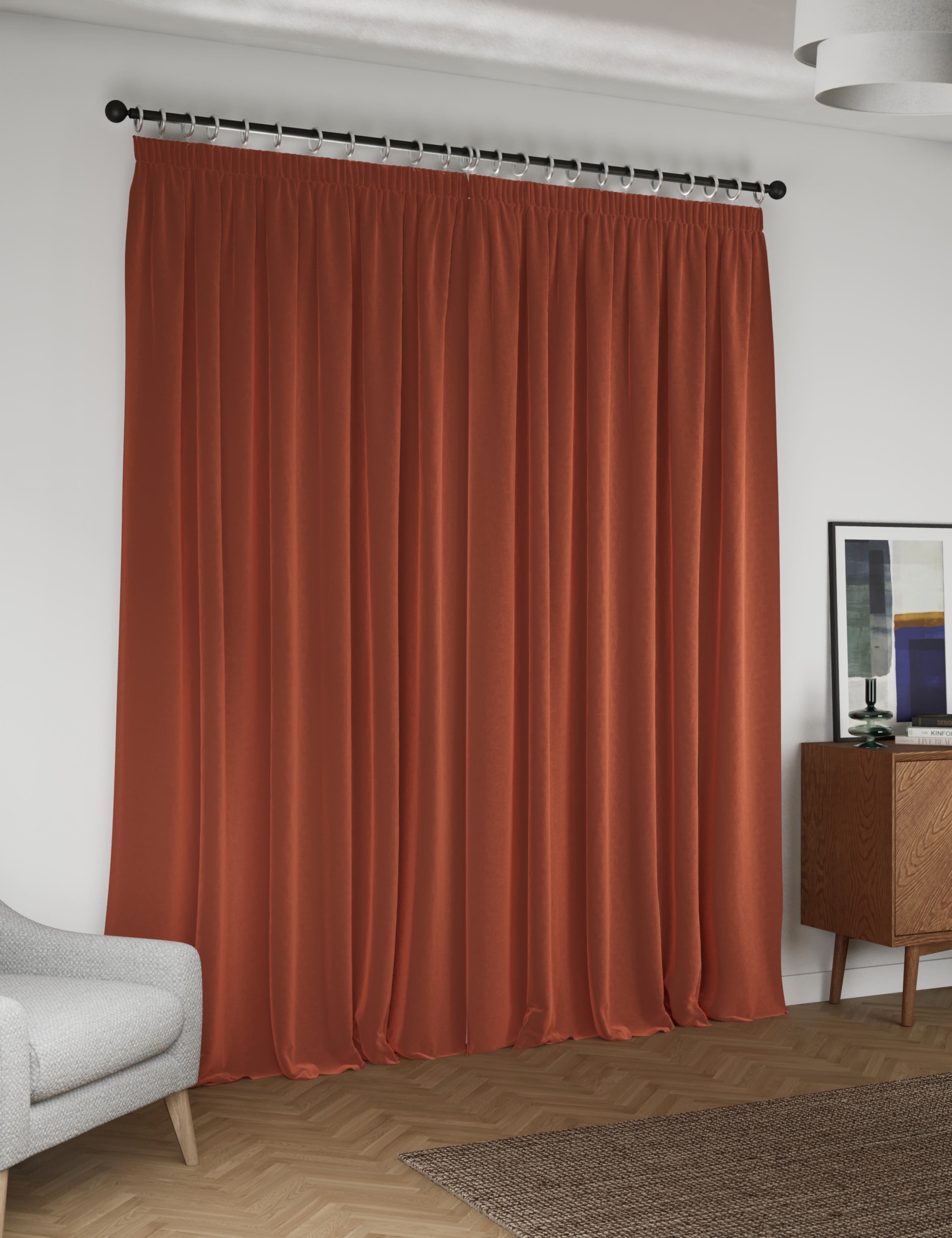 Velvet Pencil Pleat Curtains 5 of 5