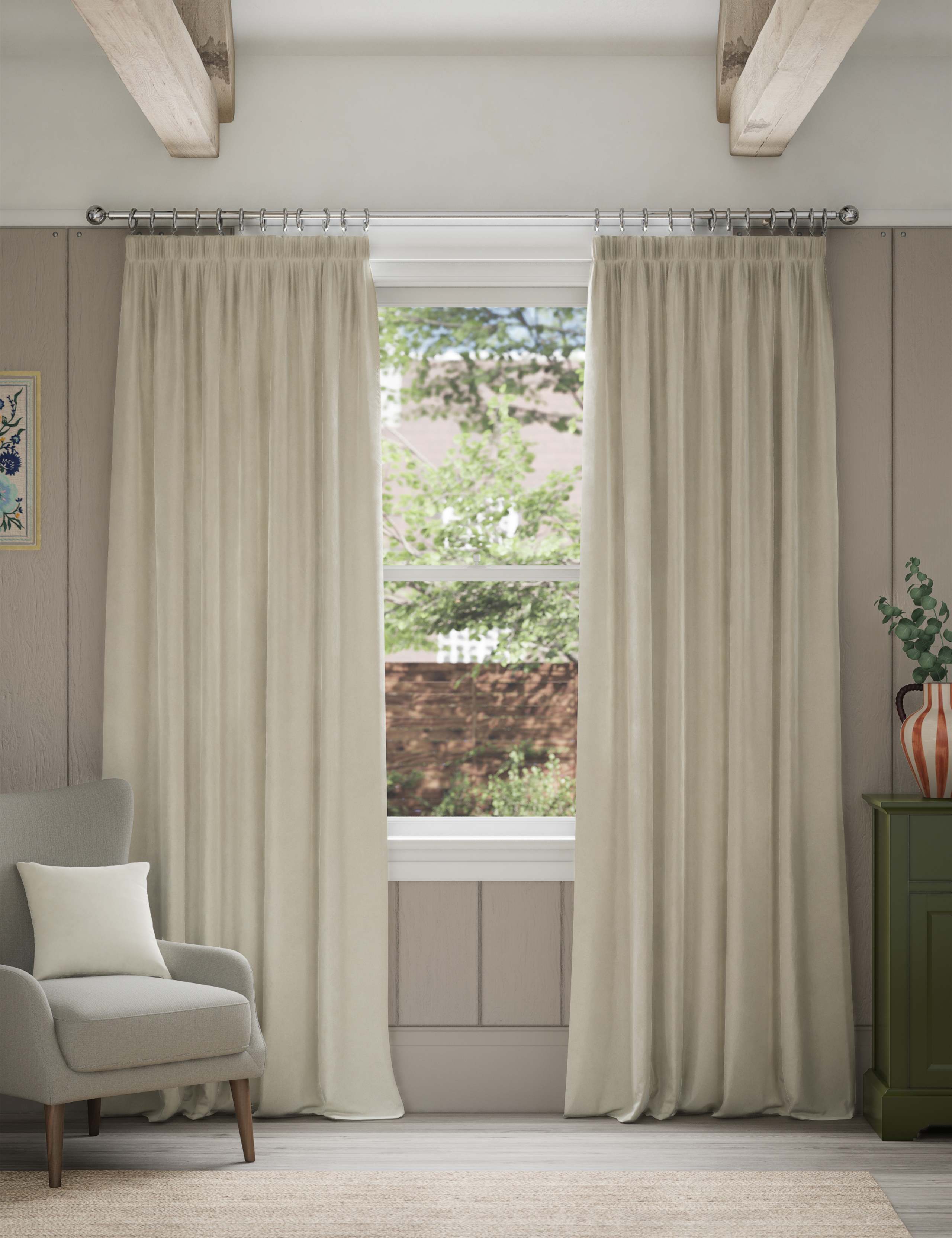 Velvet Pencil Pleat Curtains 3 of 4